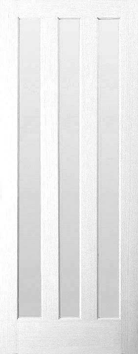 3 panel Glazed White Internal Door, (H)1981mm (W)762mm (T)35mm