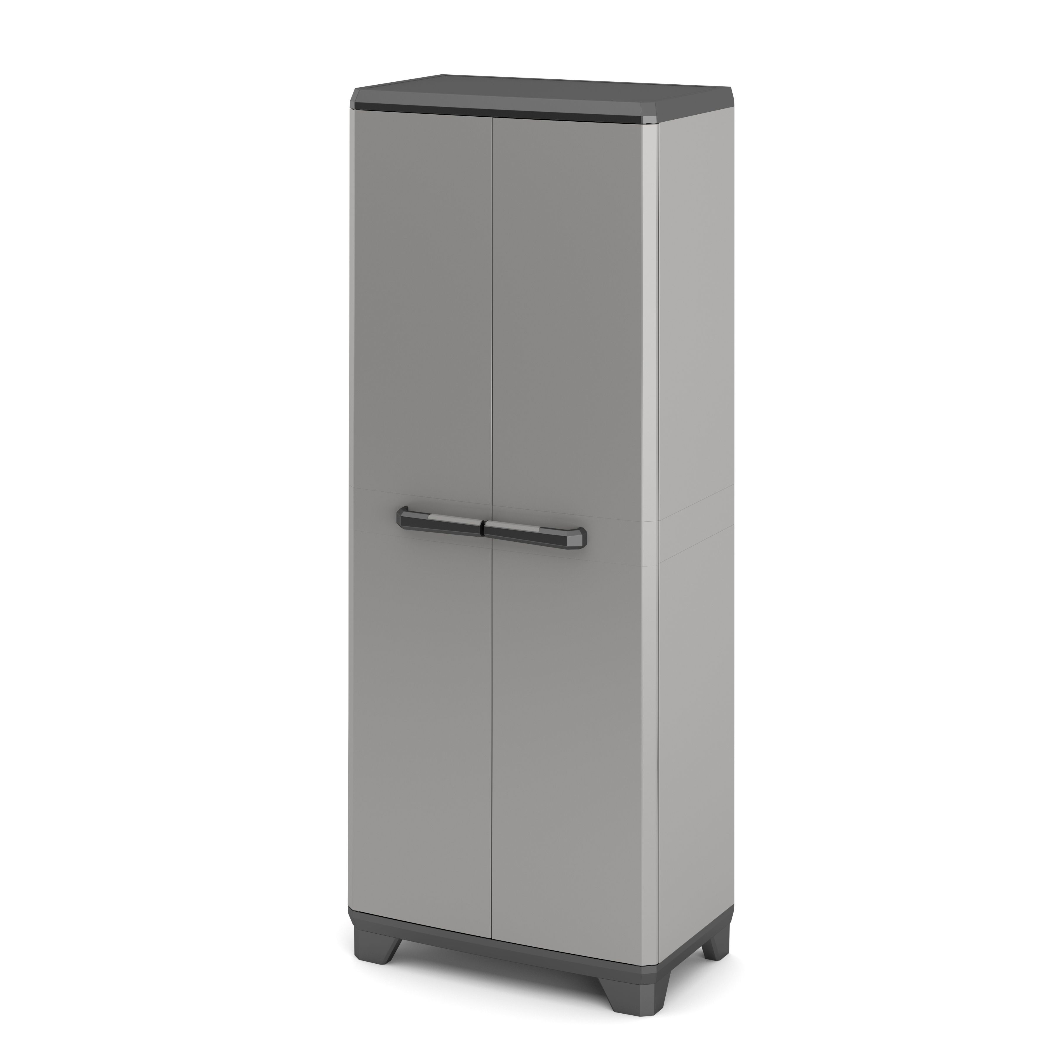 3 shelf Black & grey Polypropylene Tall Storage cabinet