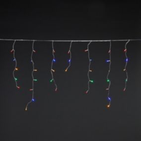 300 Multicolour LED Icicle lights with 22m Clear cable