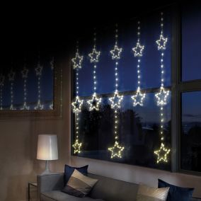 312 Warm white Star LED Curtain light Clear & silver cable