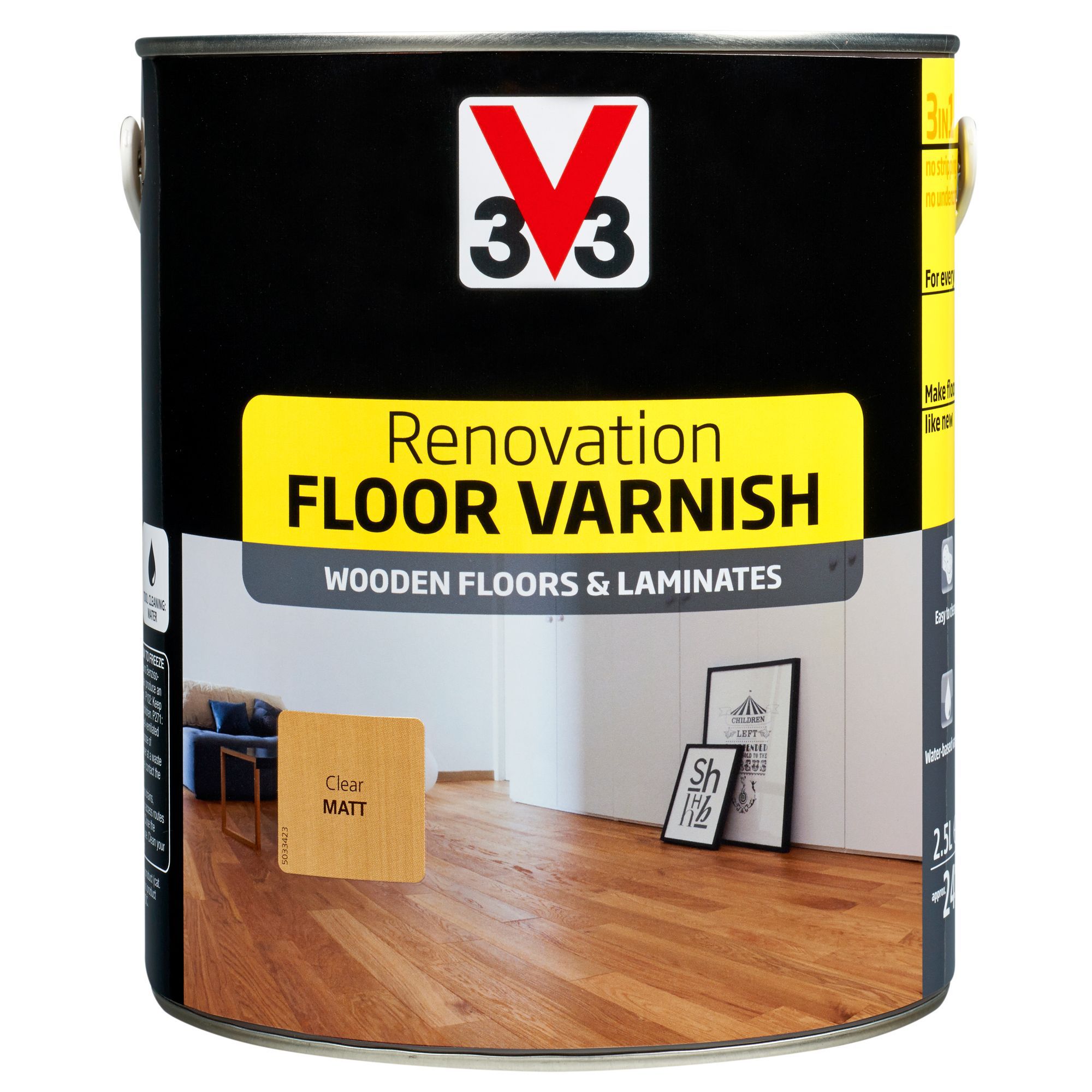 V33 Renovation Clear Matt Floor Varnish 2 5l Departments Diy At