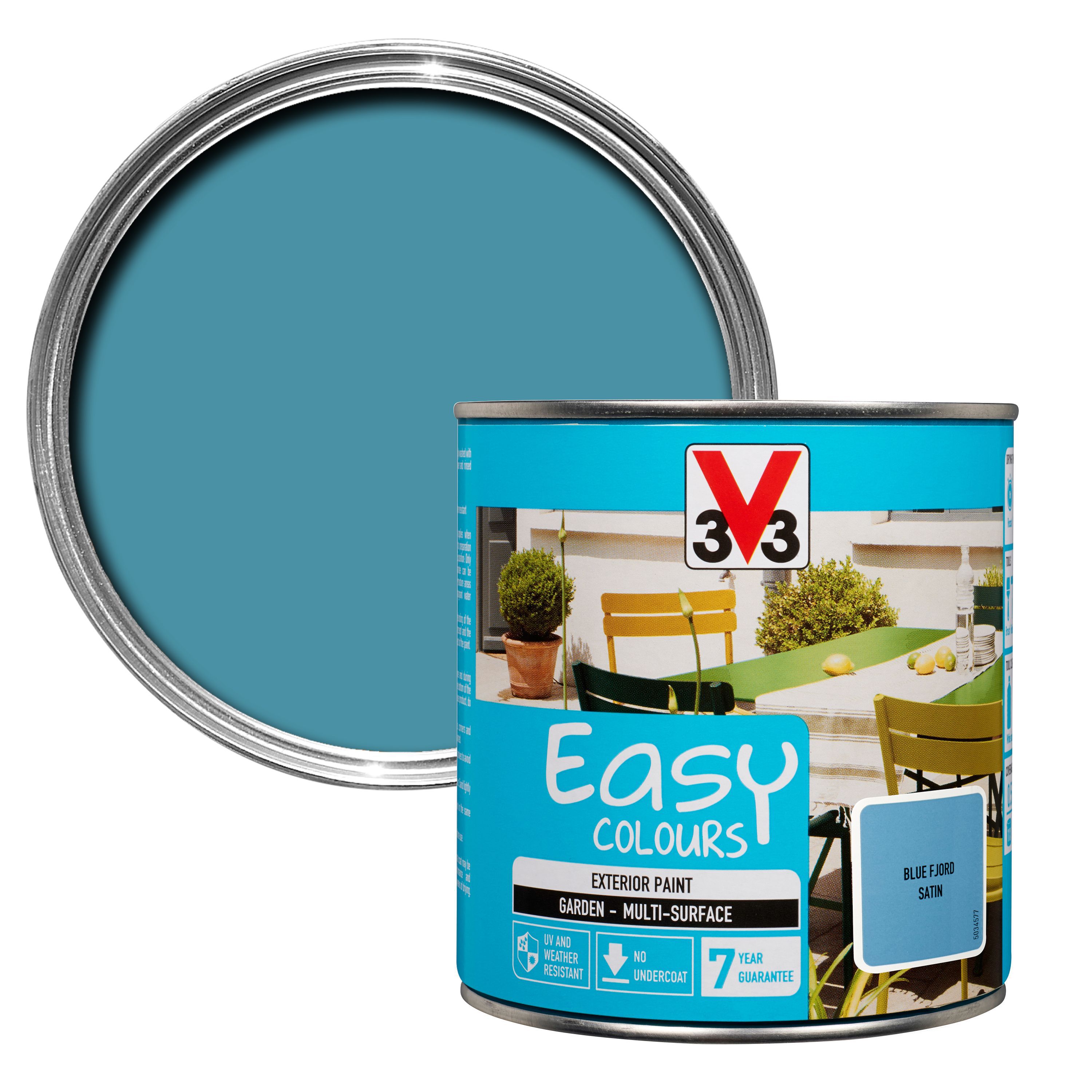 V33 Easy Blue fjord Satin Furniture paint, 0.5L | Departments | DIY at B&Q