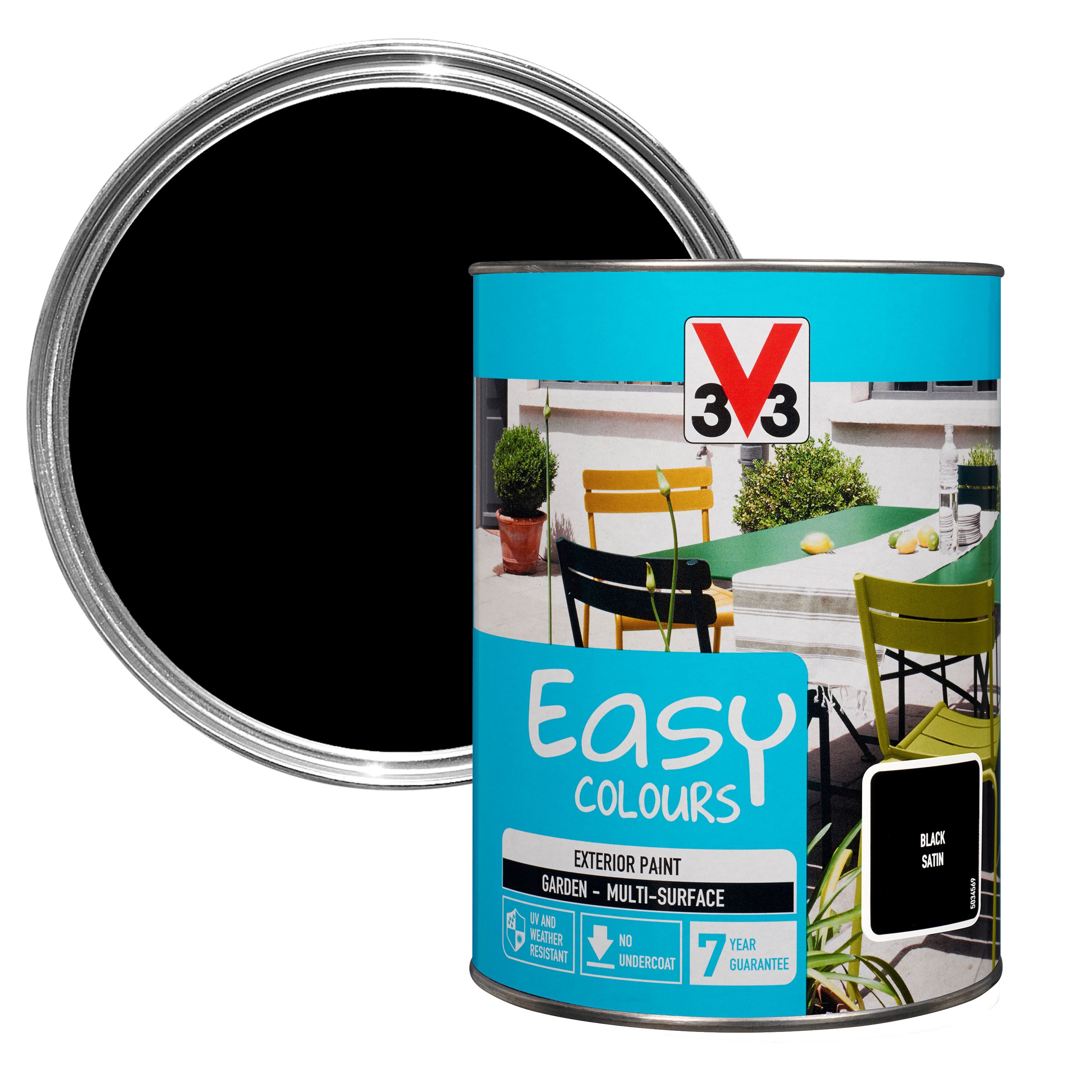 V33 Easy Black Satin Furniture paint 1500 ml Departments DIY at B&Q