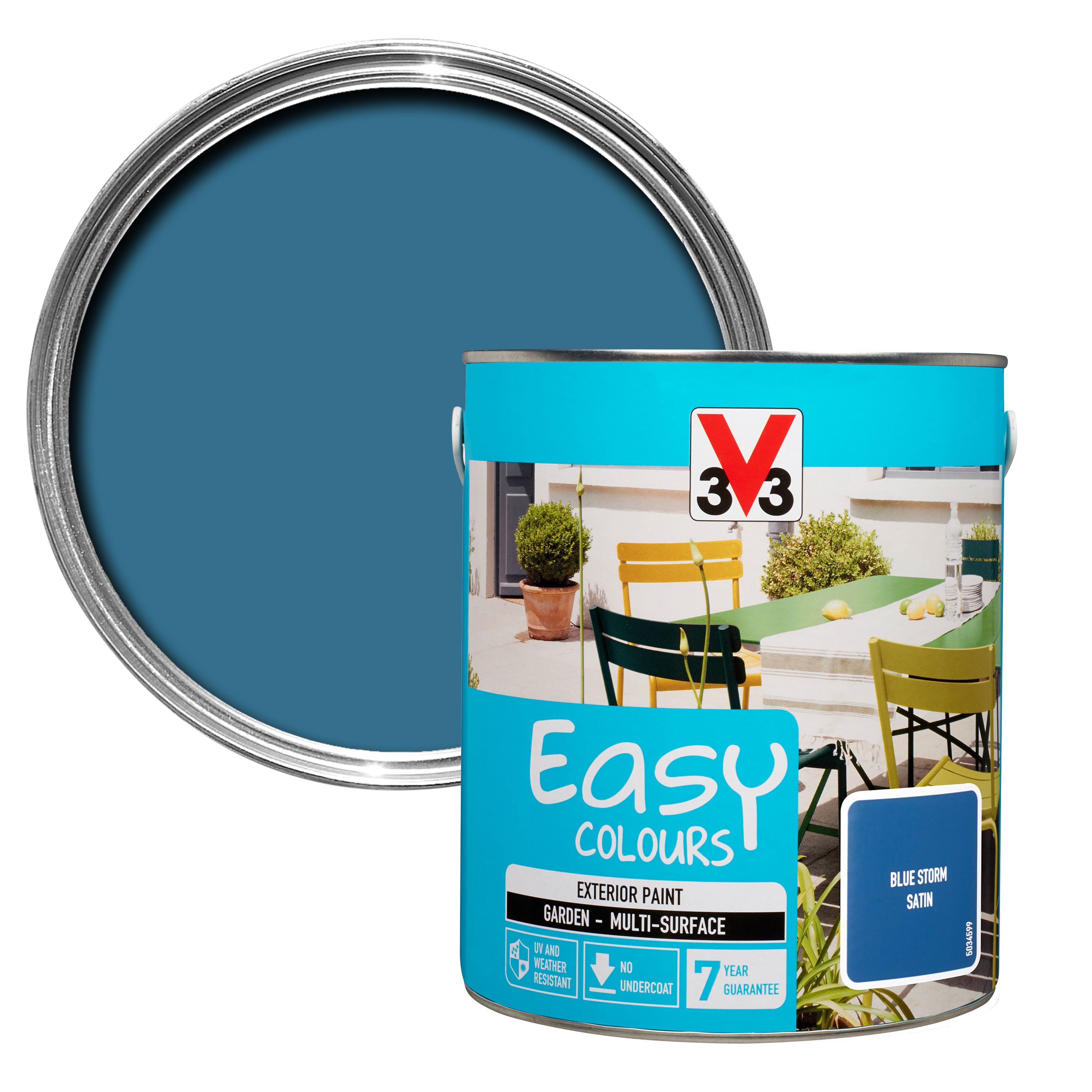 V33 Easy Blue storm Satin Furniture paint 2500 ml Departments DIY
