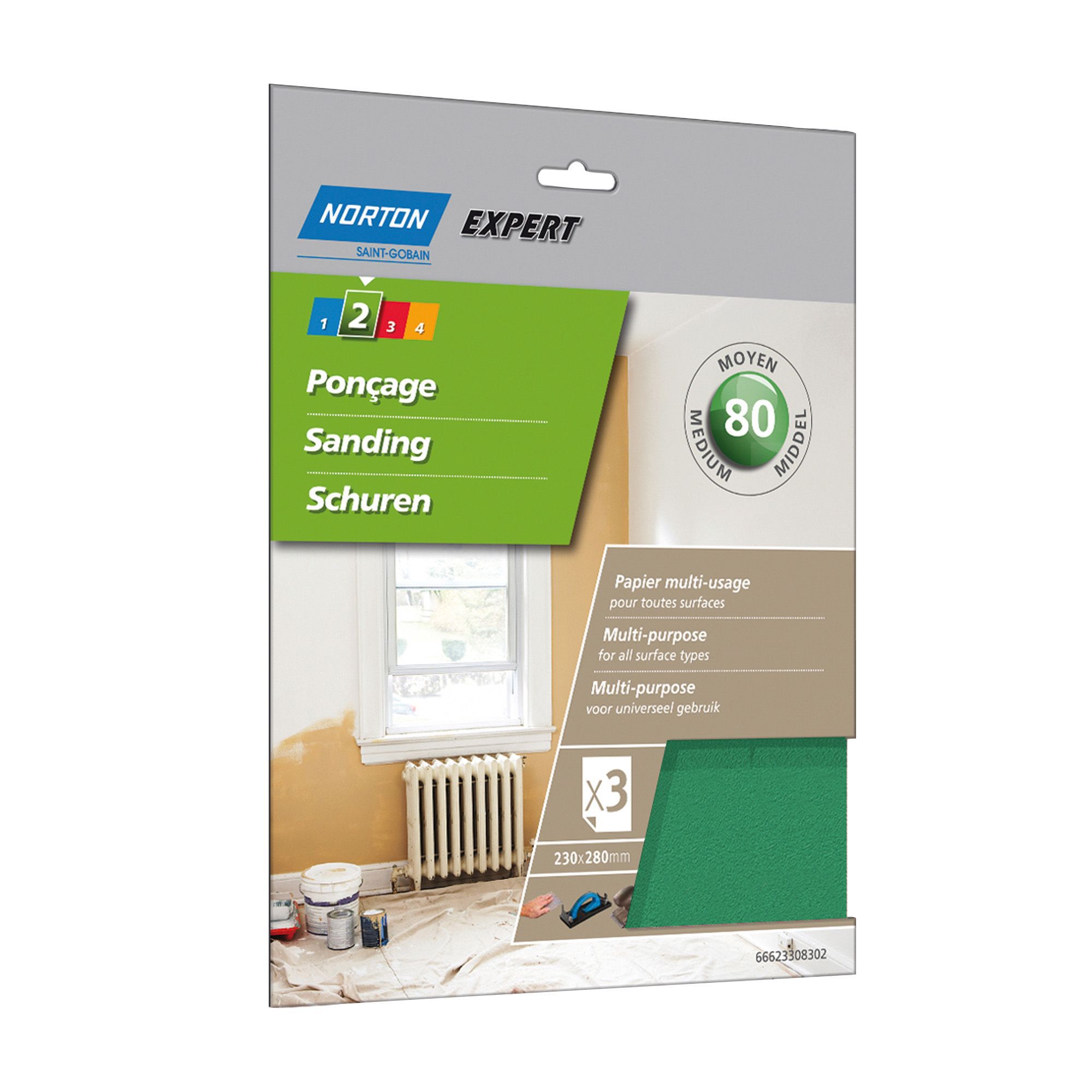 Norton 80 Grit Medium Sandpaper sheet, Pack of 3 Departments DIY at B&Q