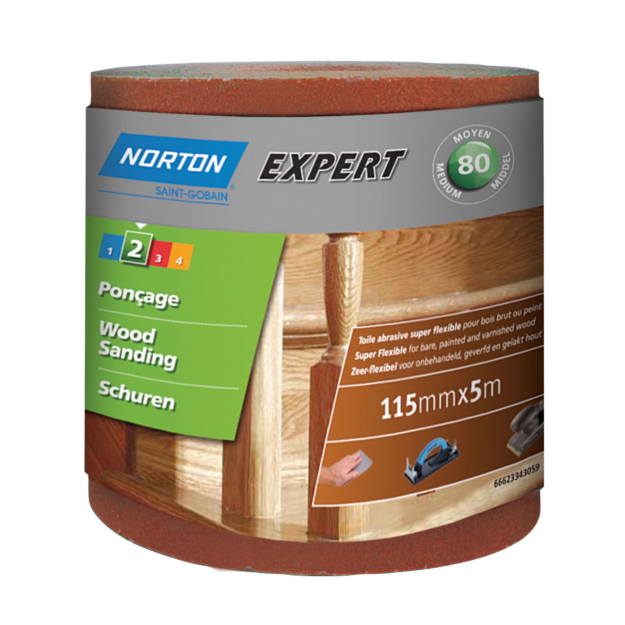 Norton Expert 80 Grit Sandpaper Roll (L)5m (W)115mm Departments DIY