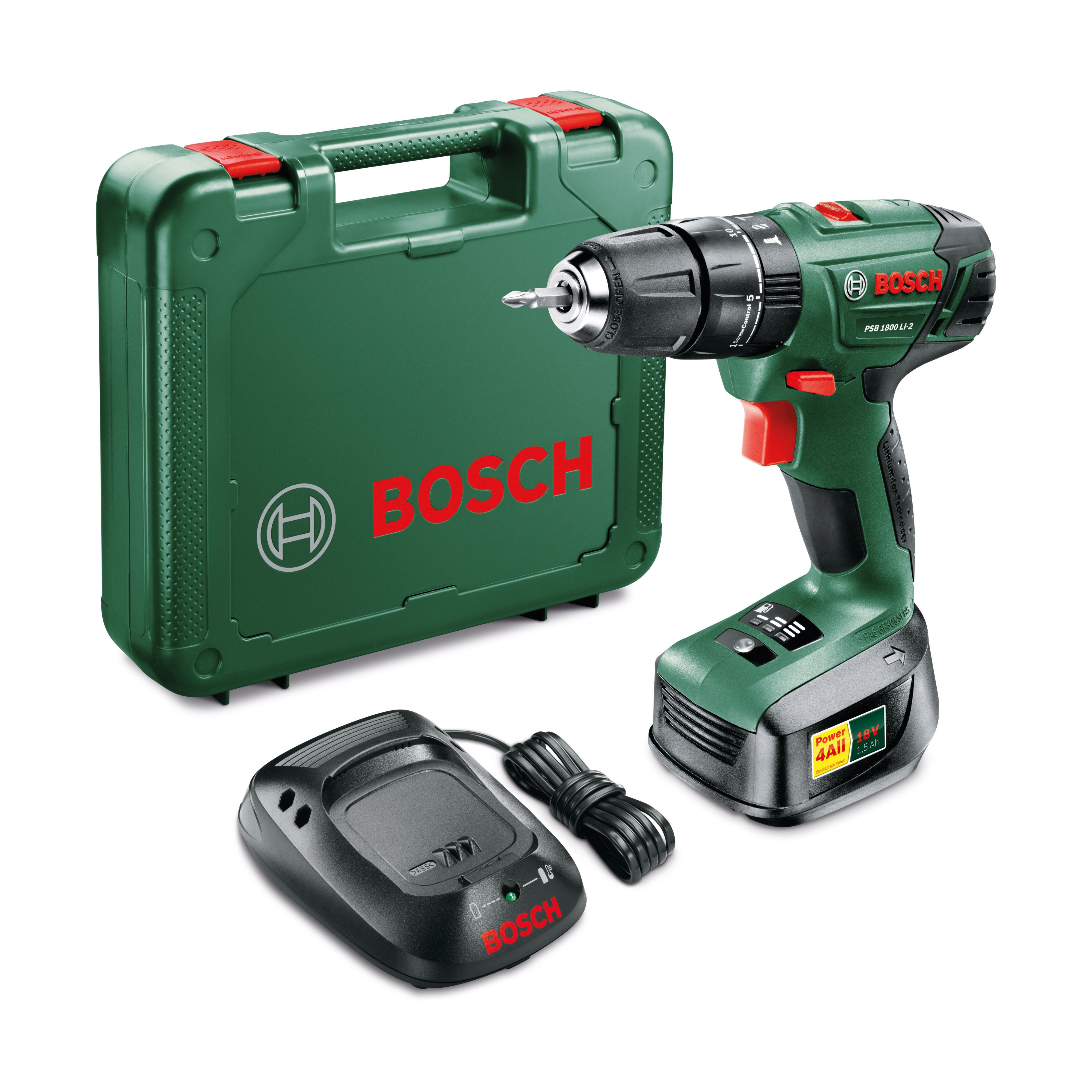 Bosch Cordless 18V 1.5Ah Liion Combi drill 1 battery PSB 1800 LI2