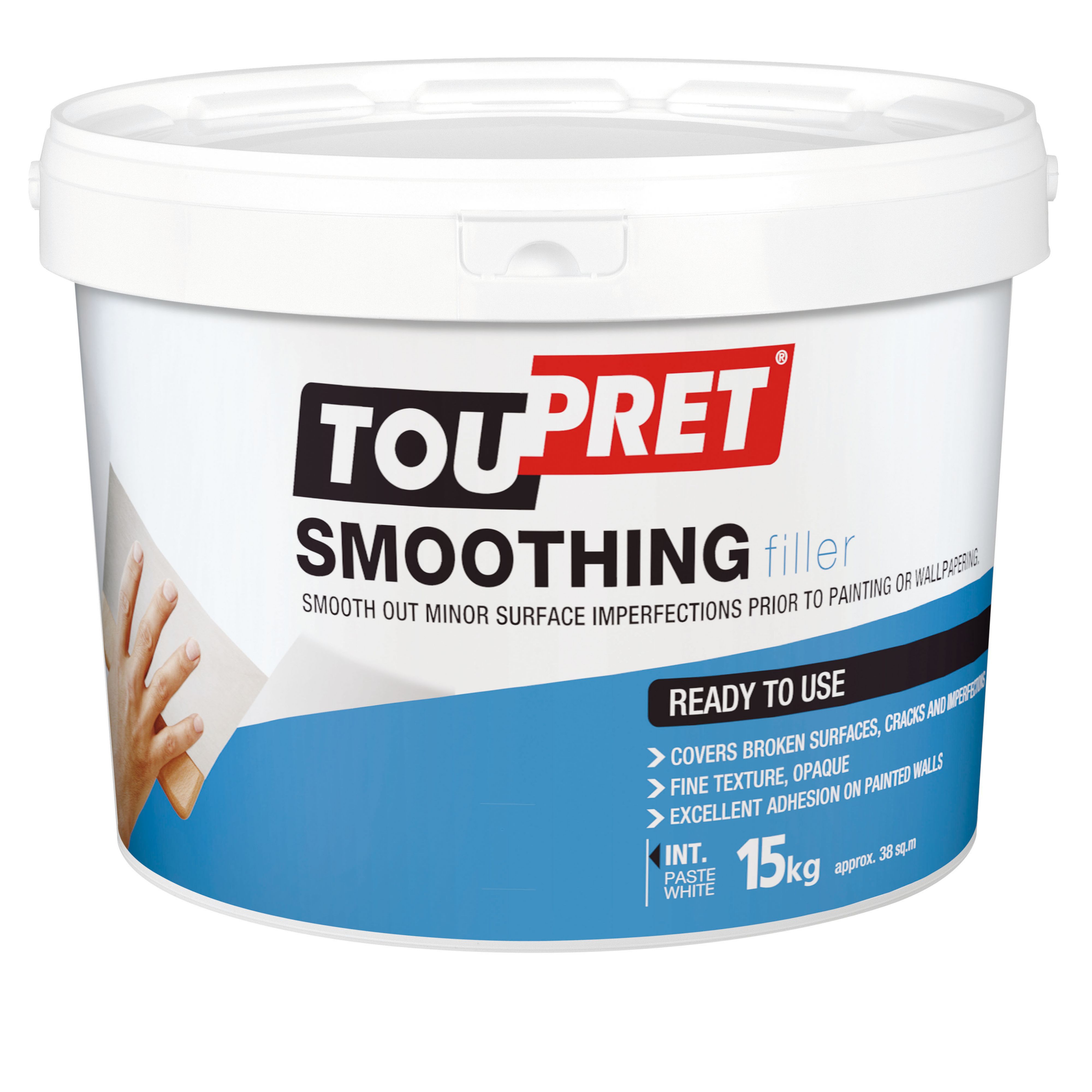 Toupret Fine finish Ready mixed Smoothover finishing plaster 15kg