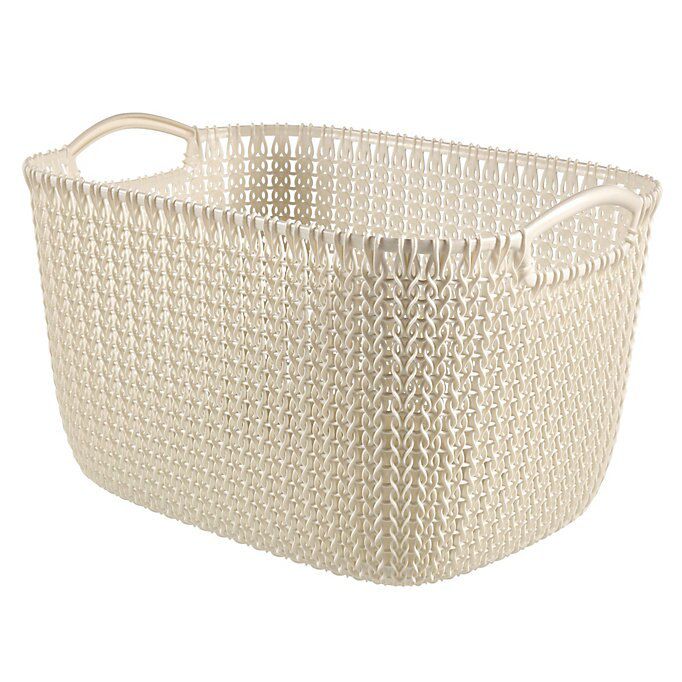 Knit collection Oasis white 8L Plastic Storage basket | Departments ...