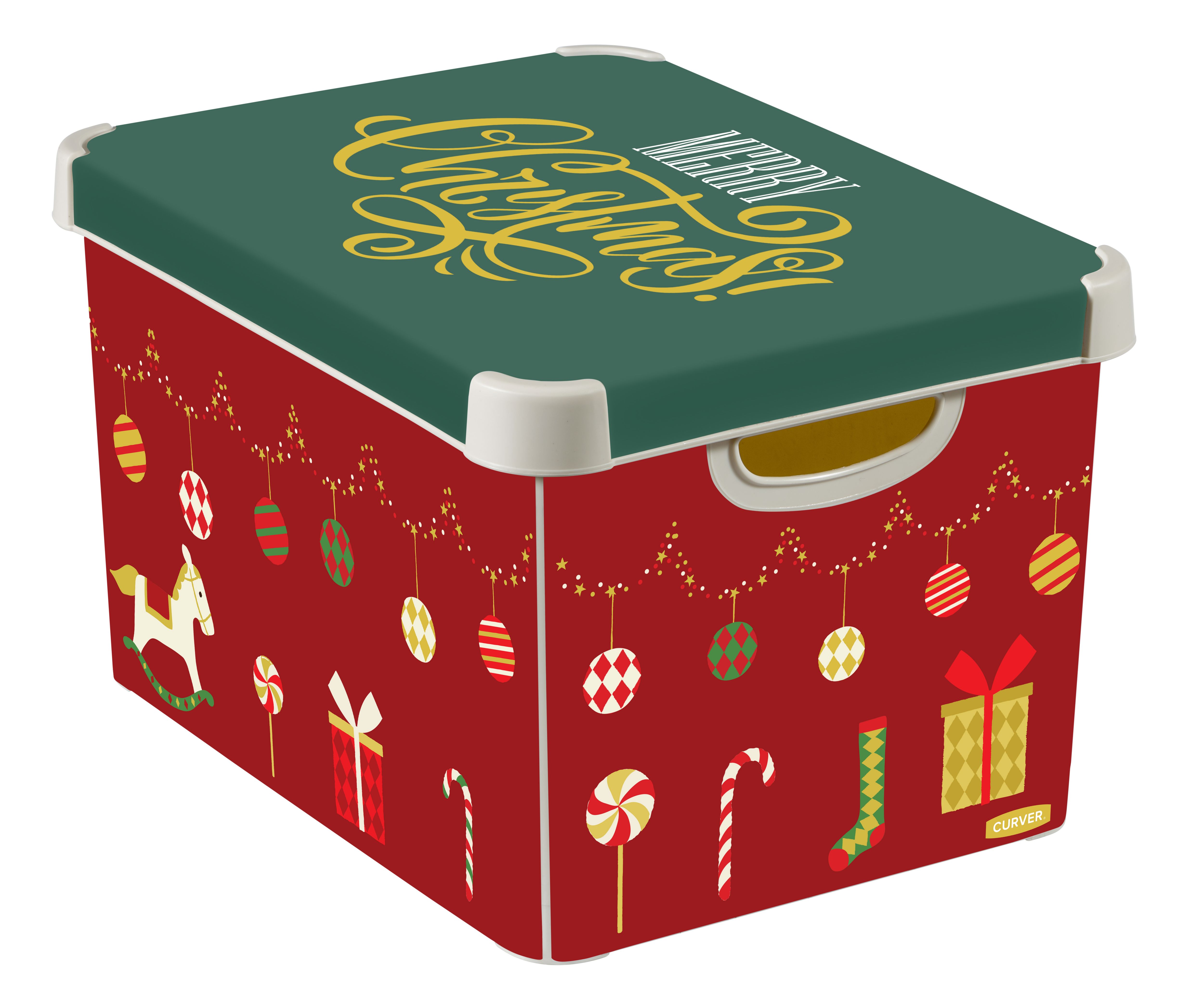Curver Deco box Medium duty Red &amp; Green Xmas Decorations 22L Polyethylene (PE) Large Stackable