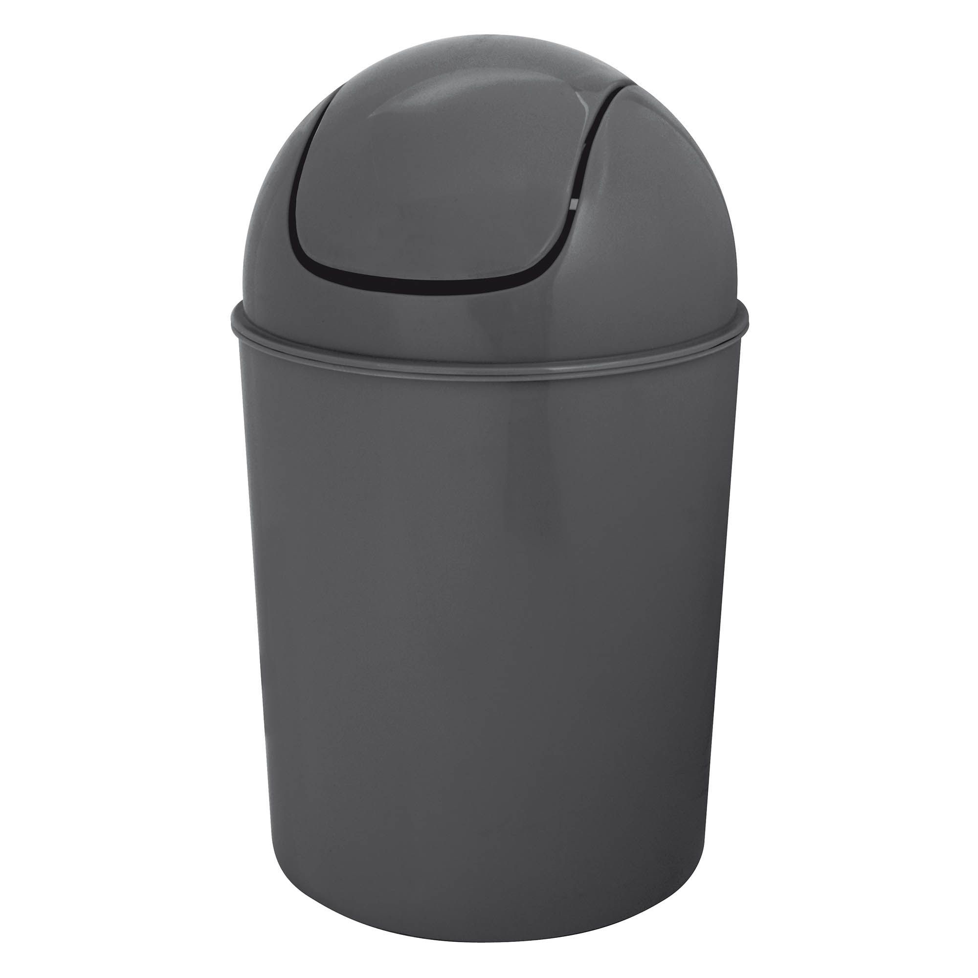 Flip Top Grey Plastic Bathroom Bin, 5L Departments DIY at B&Q