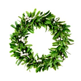 35cm Green Mistletoe & White Berries Christmas wreath