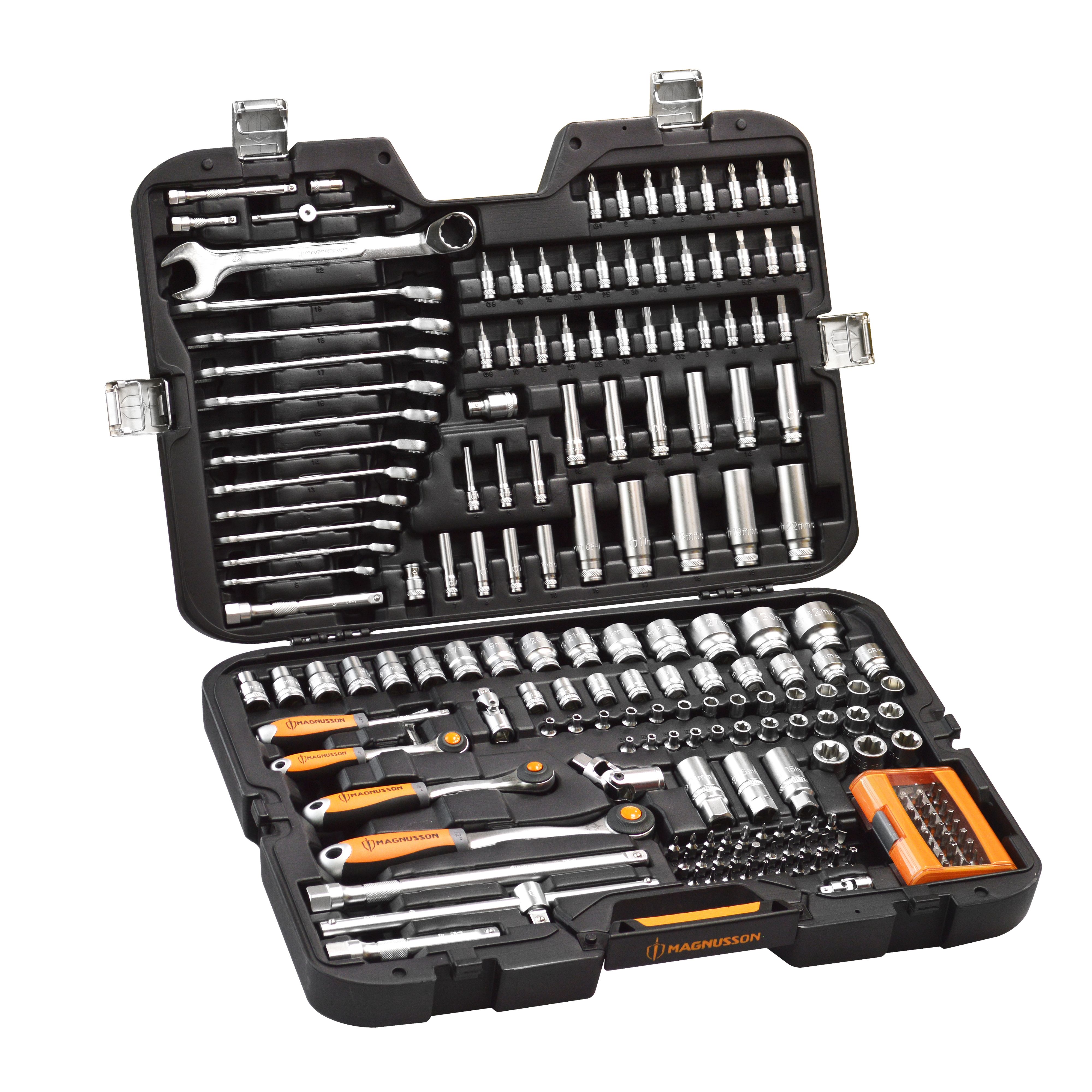 Magnusson 1/4", 3/8" &amp; 1/2" Socket &amp; Wrench Set, 205 ...