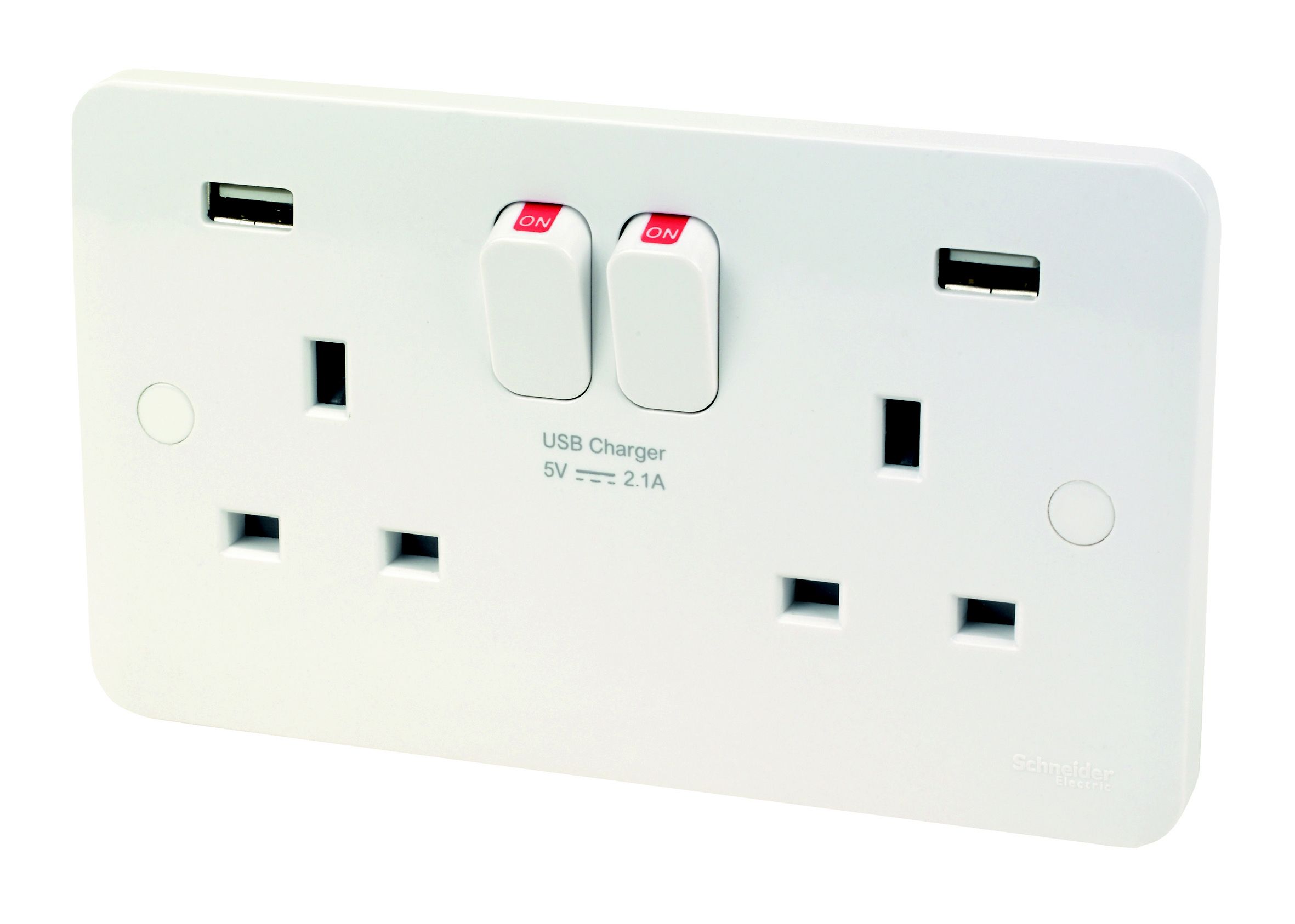 Schneider Electric White USB socket, 2 x 2.1A USB Departments DIY