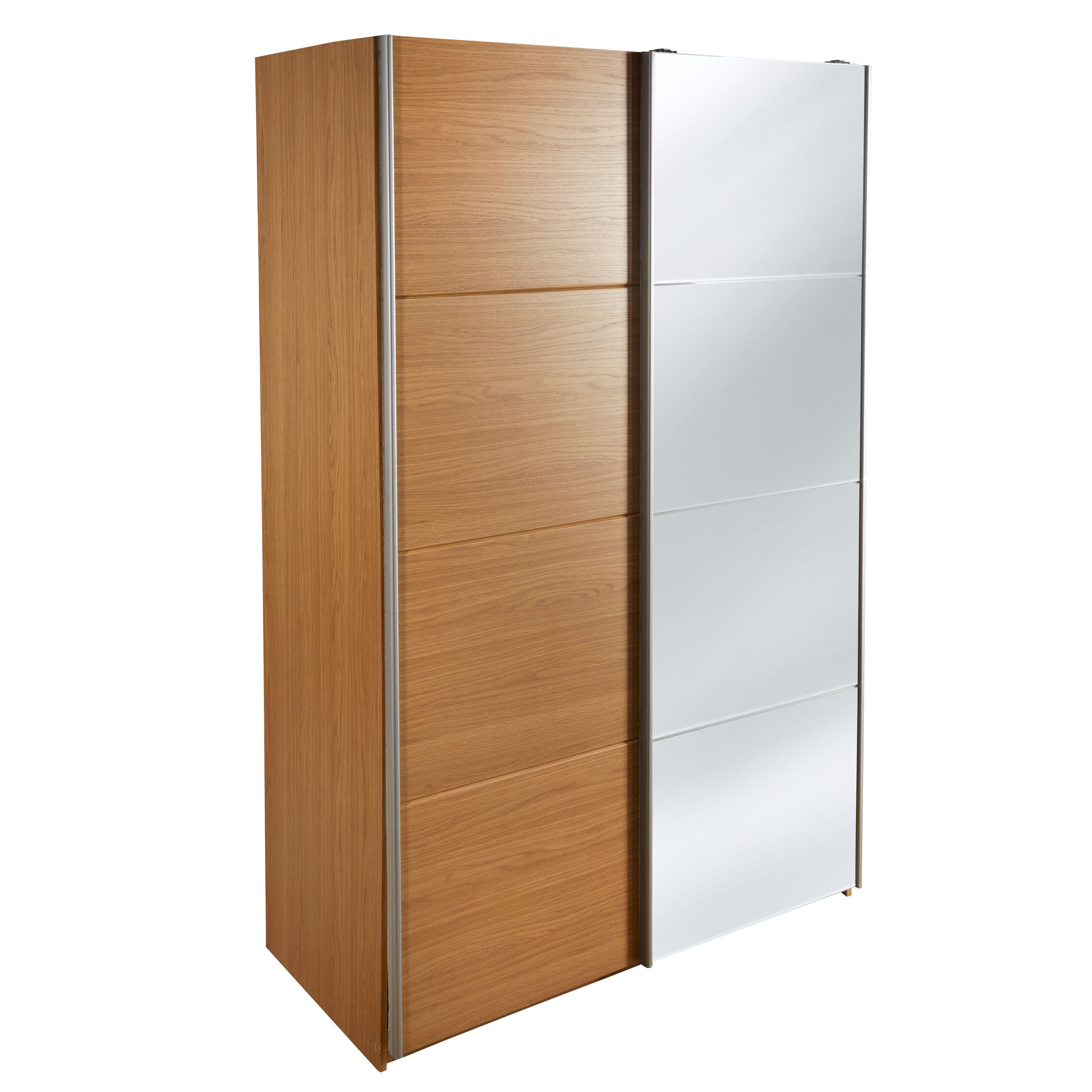 Kendal Oak Effect 2 Door Mirror Wardrobe H 2054mm W 1300mm