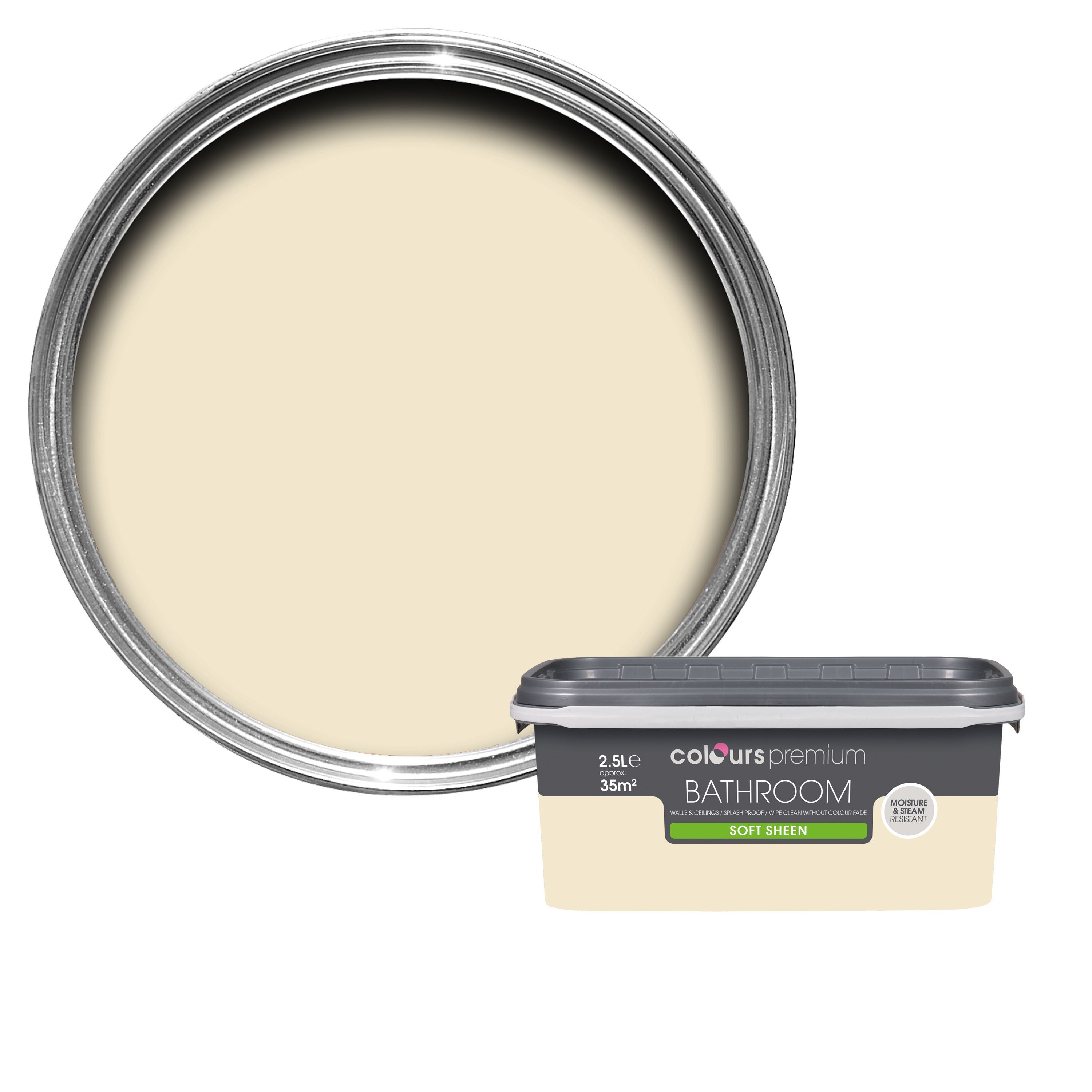 Colours Bathroom Magnolia Soft sheen Emulsion paint 2.5L Departments