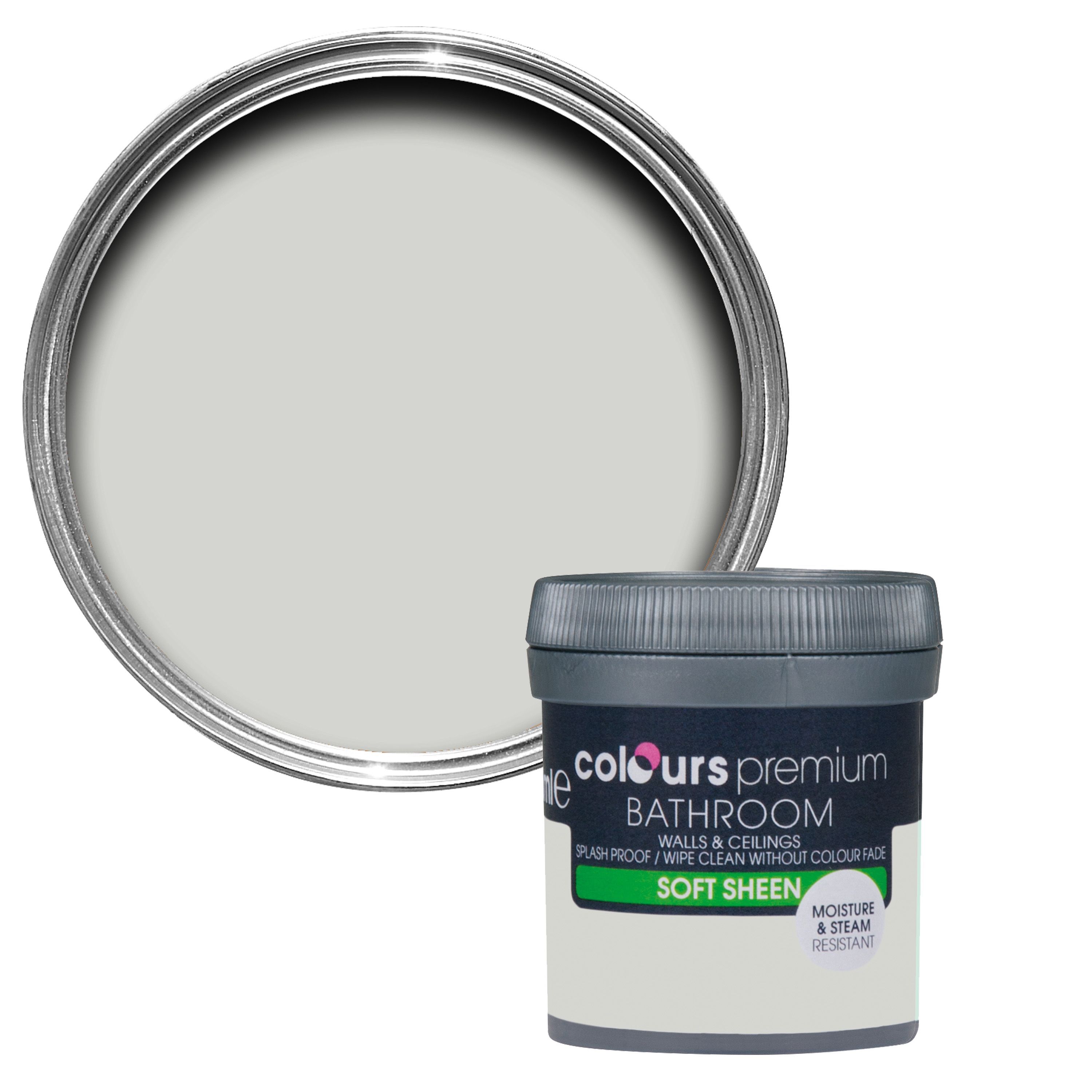 Colours Bathroom Grey hints Soft sheen Emulsion paint 0.05L Tester pot
