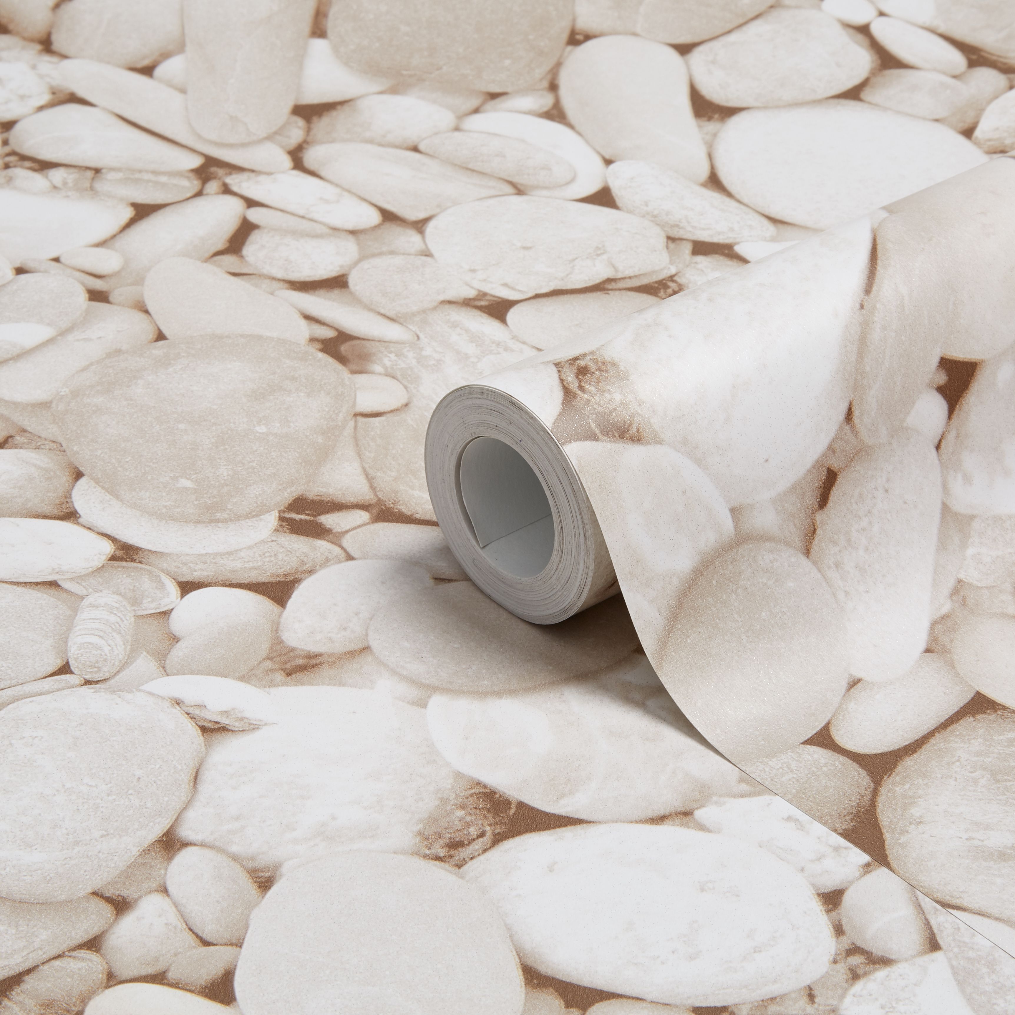 Colours Cream Beach pebbles Glitter effect Wallpaper Departments