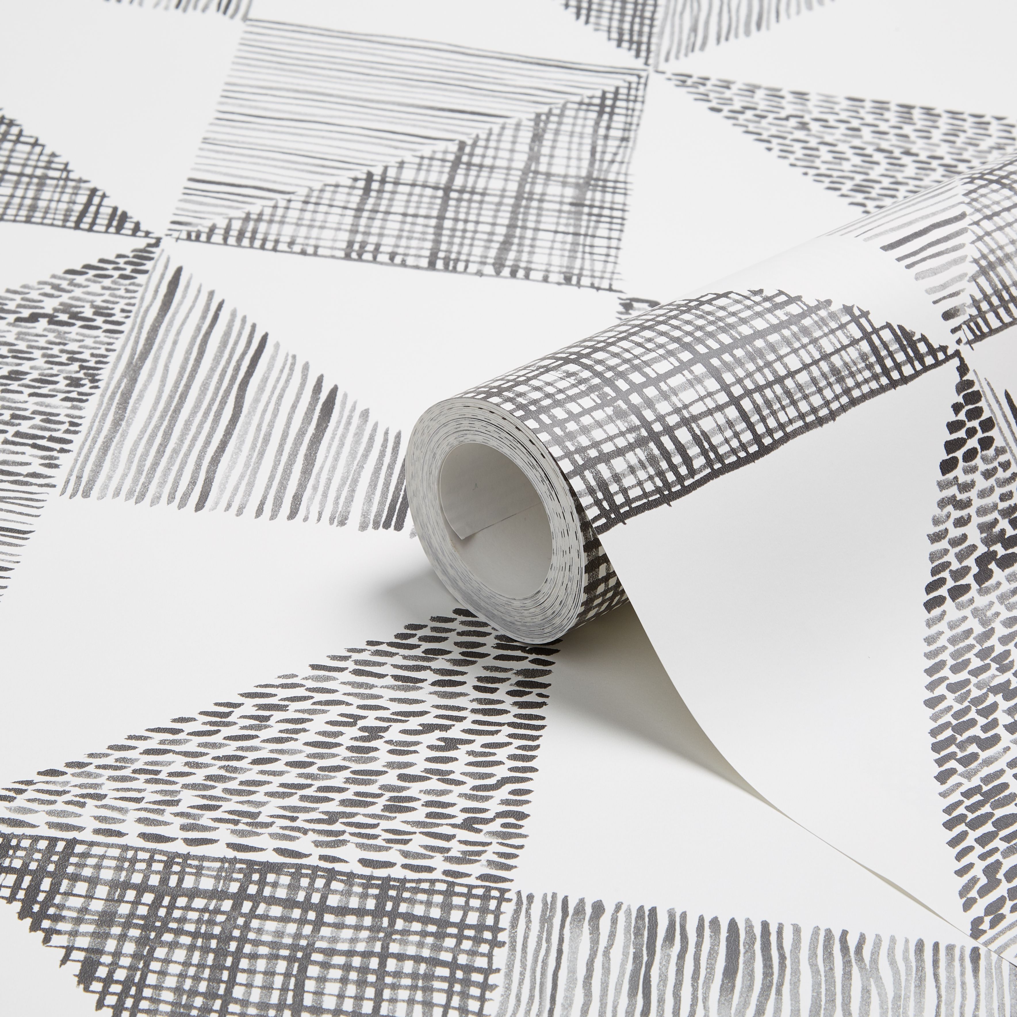 Colours Loki Black & White Geometric Wallpaper | Departments | DIY at B&Q