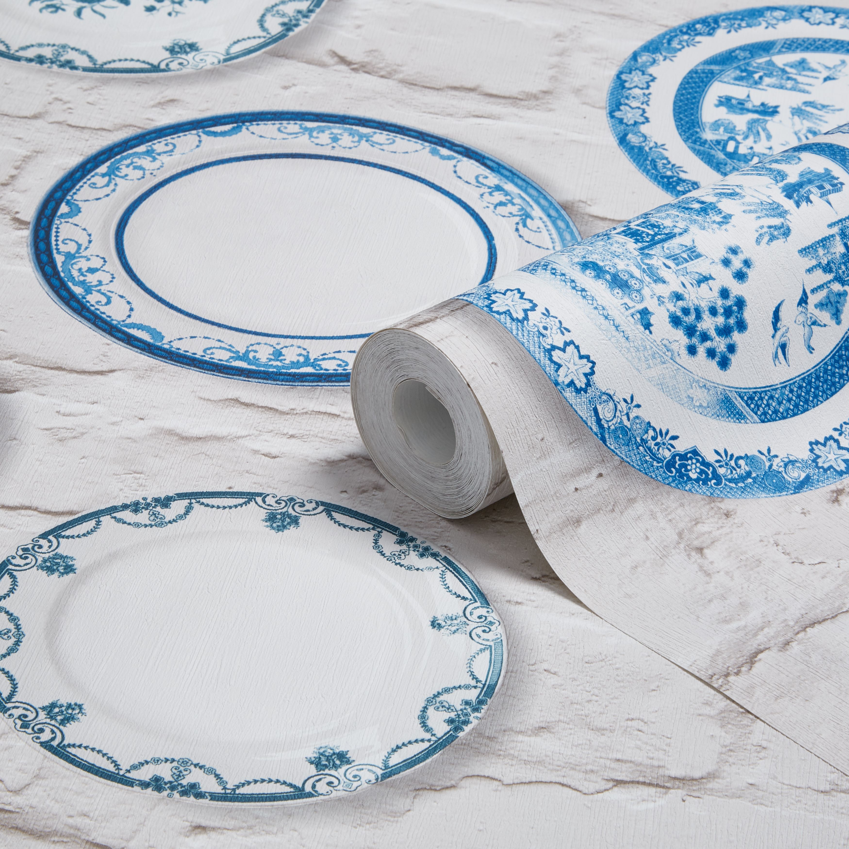 Colours Blue Wall plates Wallpaper Departments DIY at B&Q