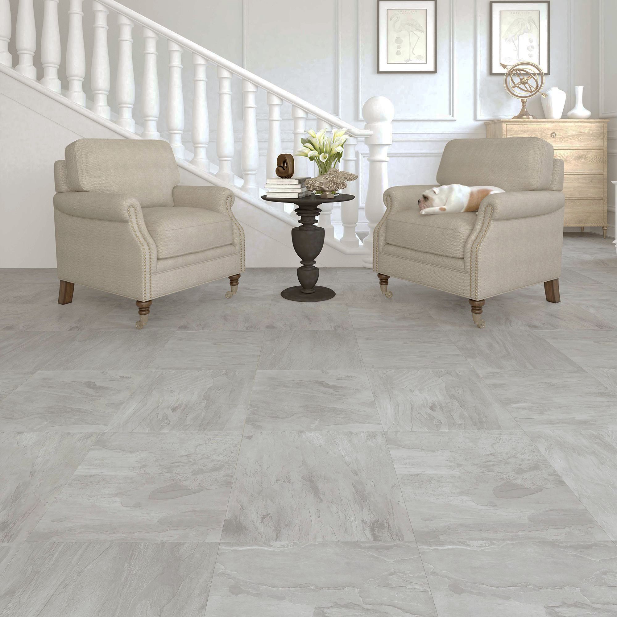 Leggiero Light grey Slate effect Laminate flooring Sample