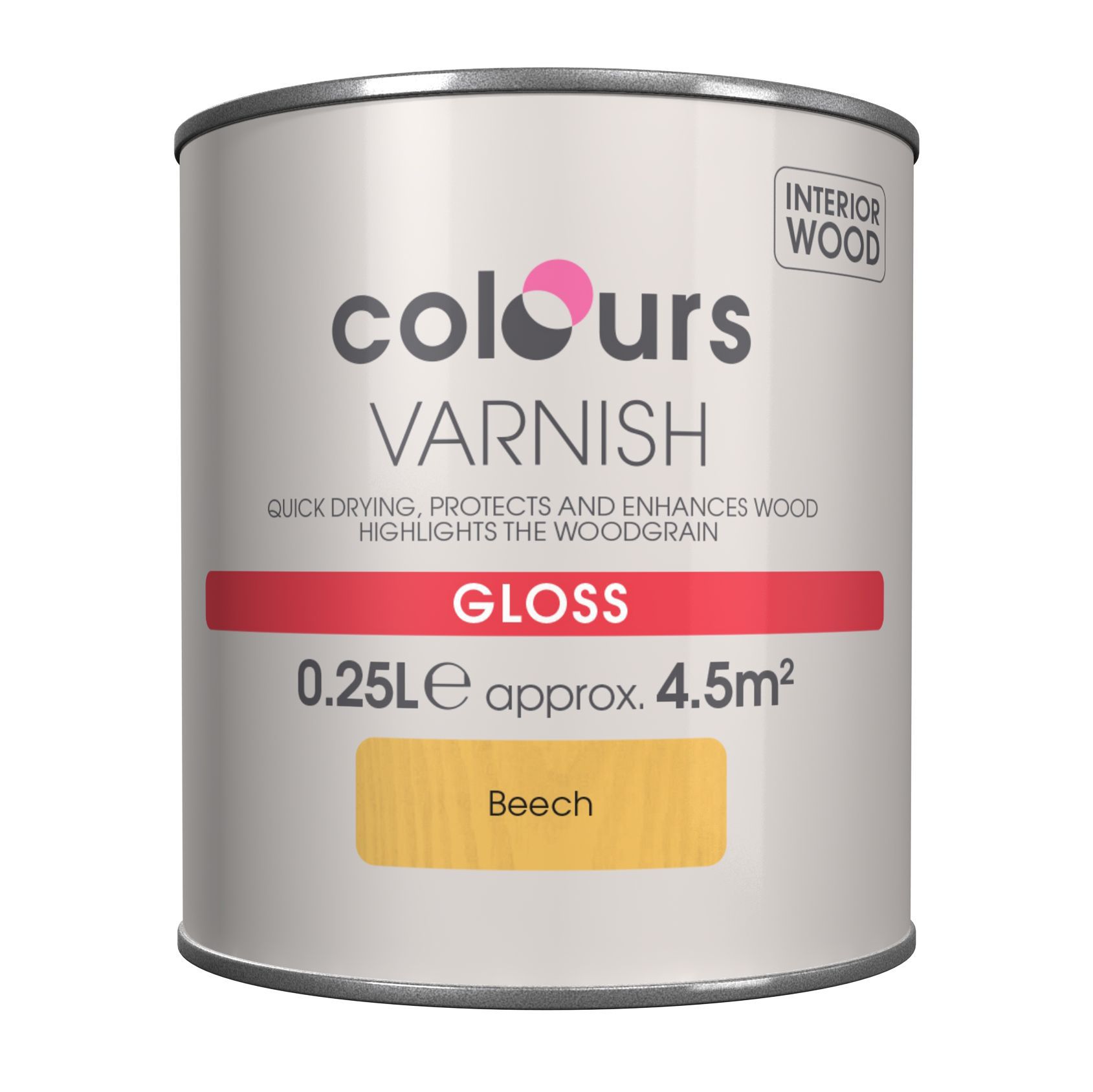 Colours Indoor Beech Gloss Wood varnish 0.25L Departments DIY at B&Q
