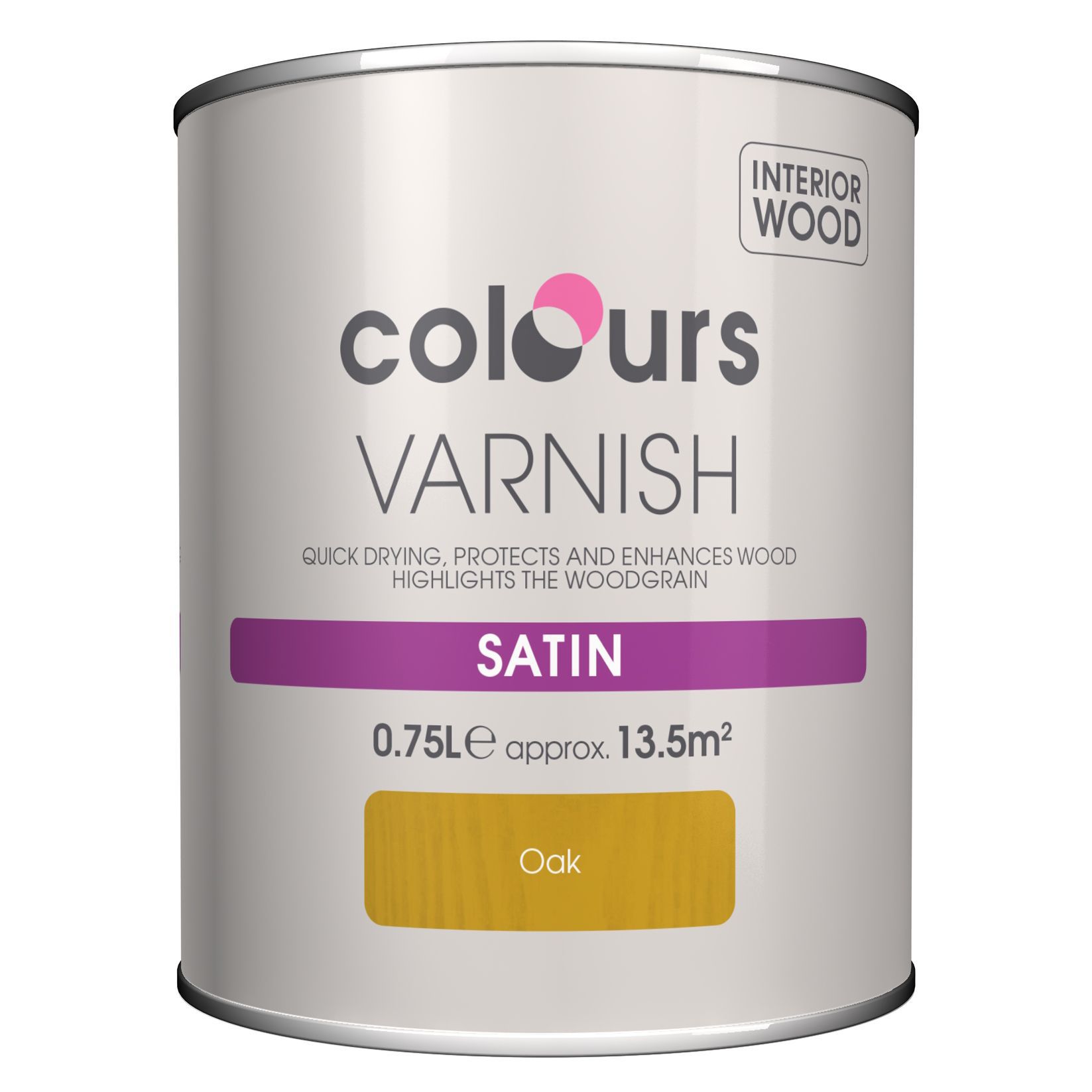 Colours Oak Satin Wood varnish, 0.75L Departments DIY at B&Q