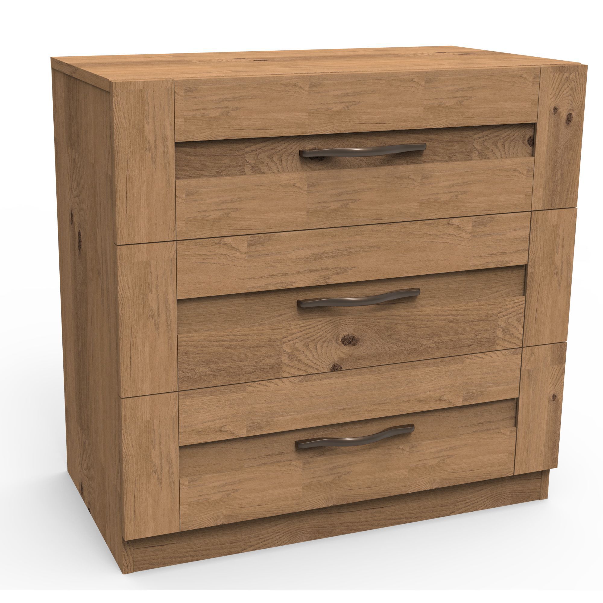 Darwin Oak Effect 3 Drawer Chest H 787mm W 800mm D 420mm