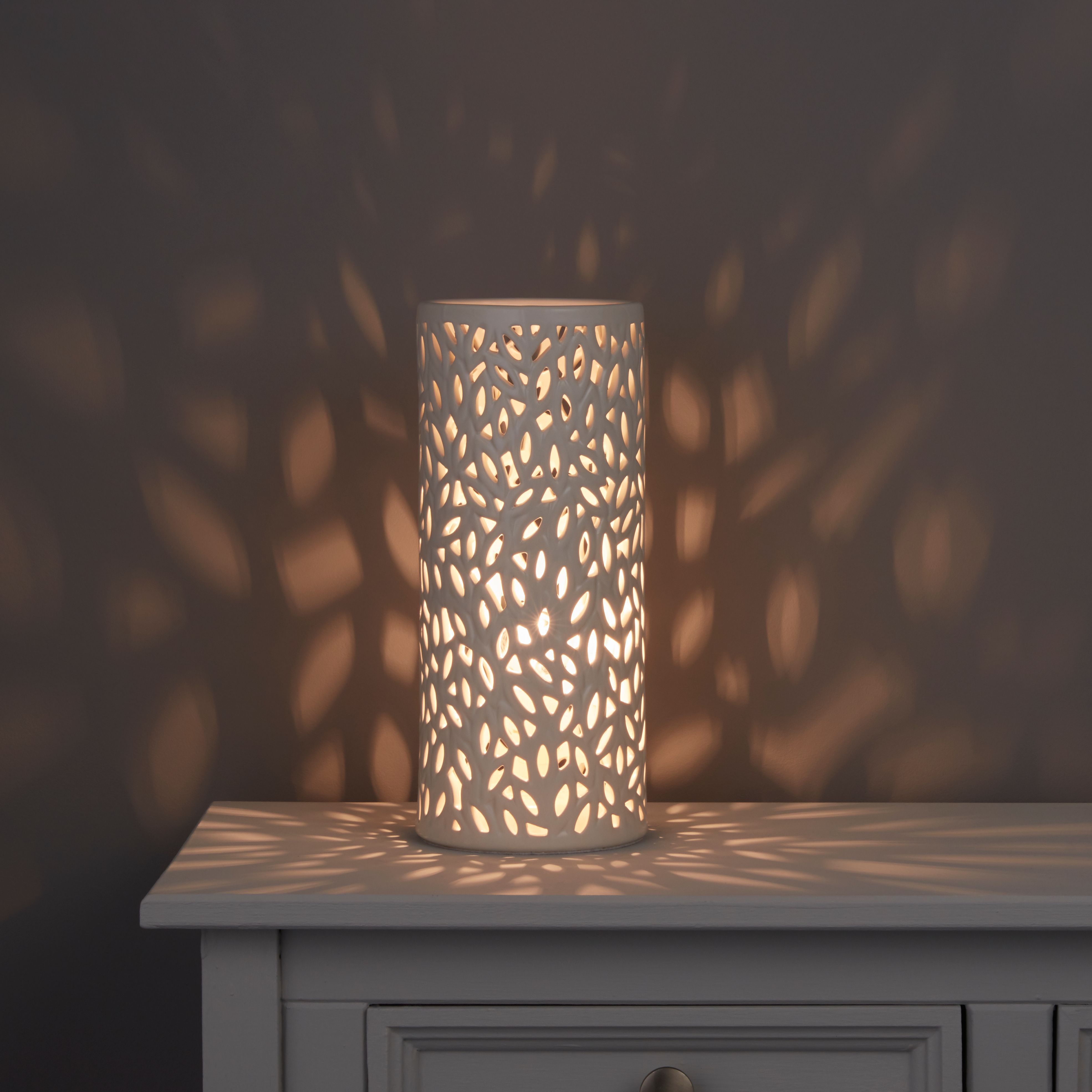 Cyro Cutout Leaf Cream Ceramic Table Lamp Departments DIY at B&Q