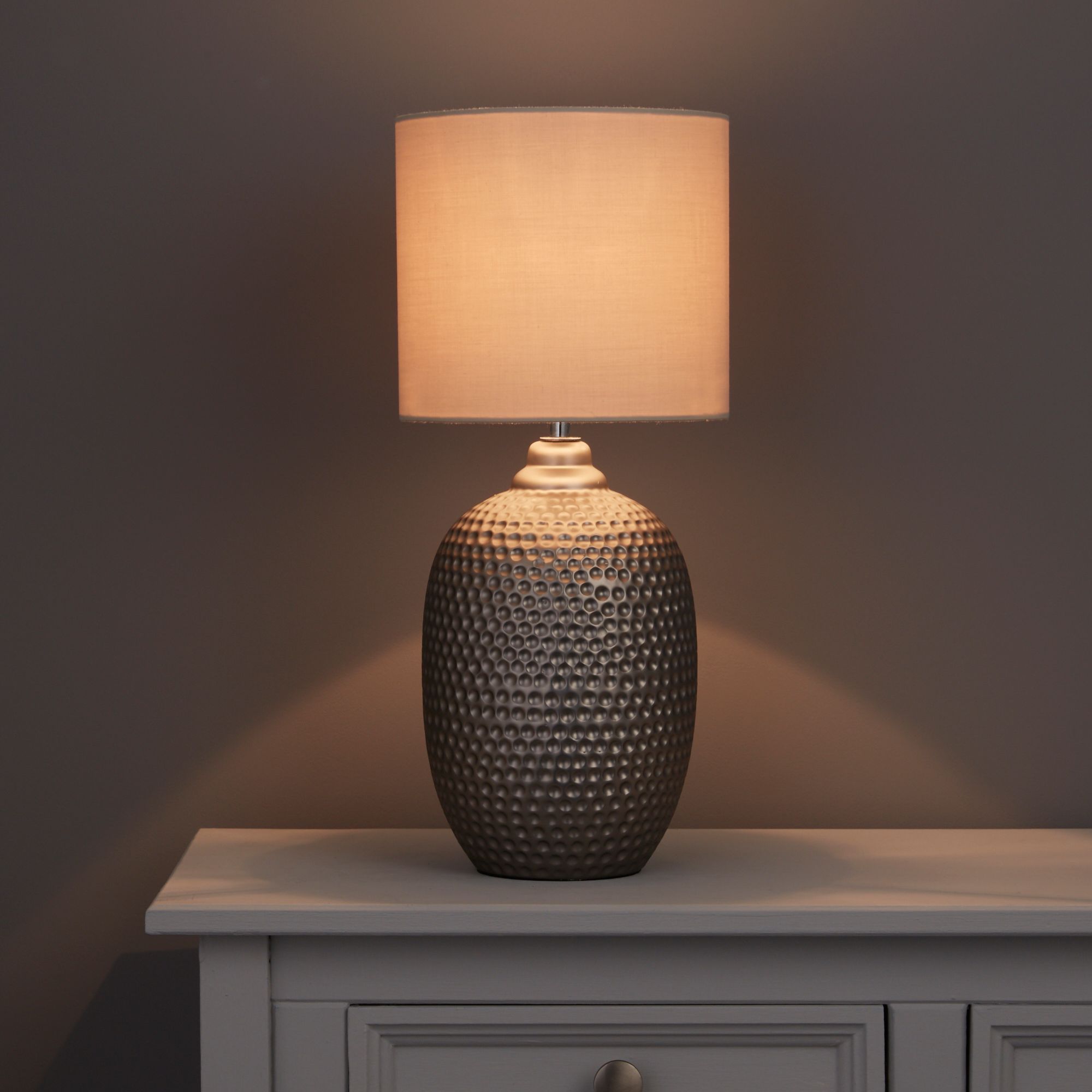 Sandford Dented Silver Table lamp Departments DIY at B&Q