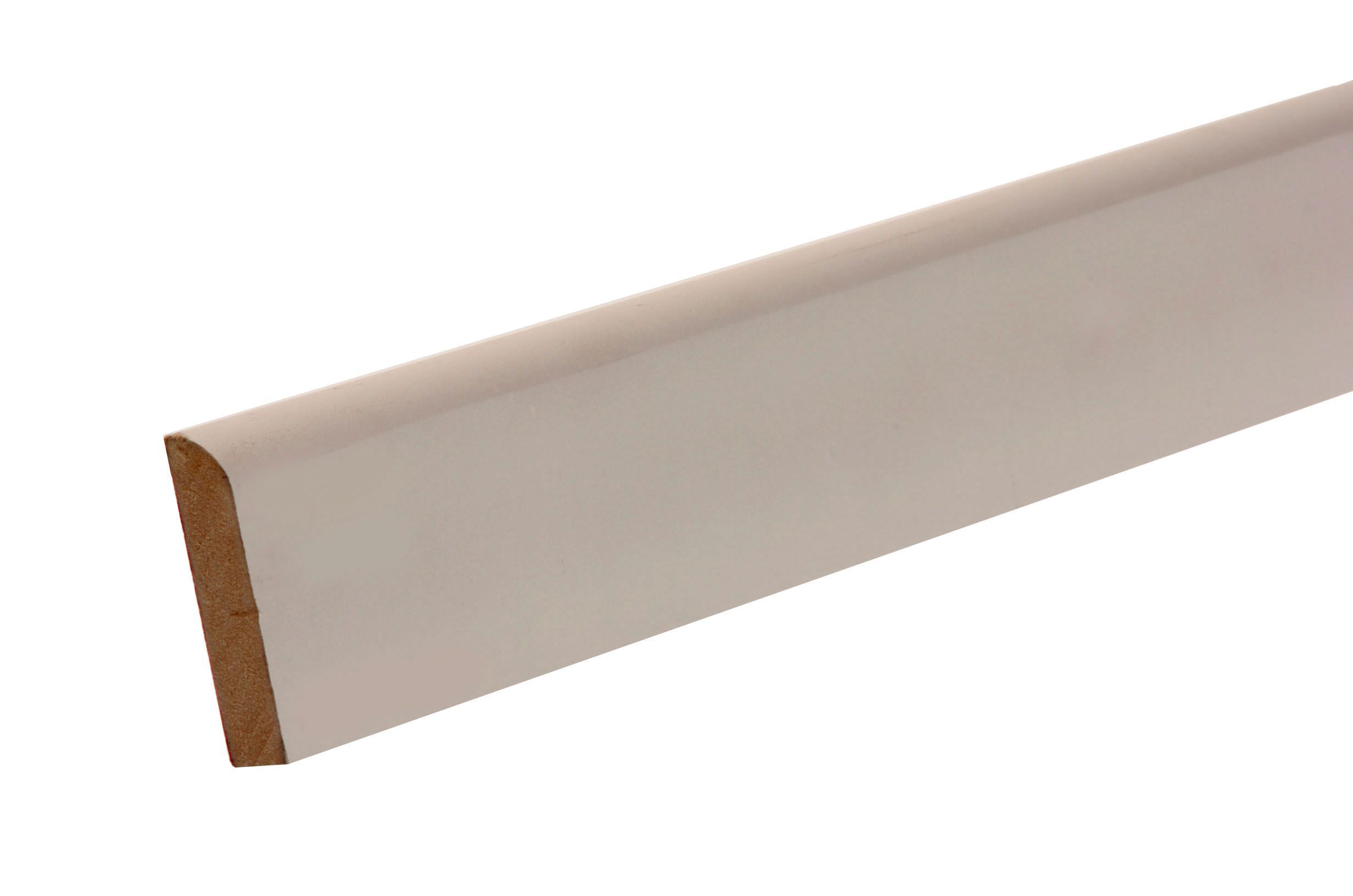 Primed White MDF Rounded Skirting board (L)2.4m (W)94mm (T)14.5mm