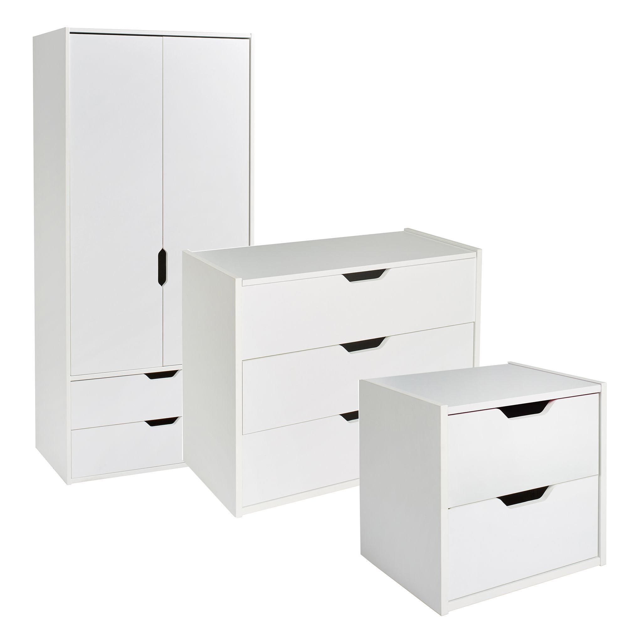 White & Matt 3 piece bedroom furniture set Departments DIY