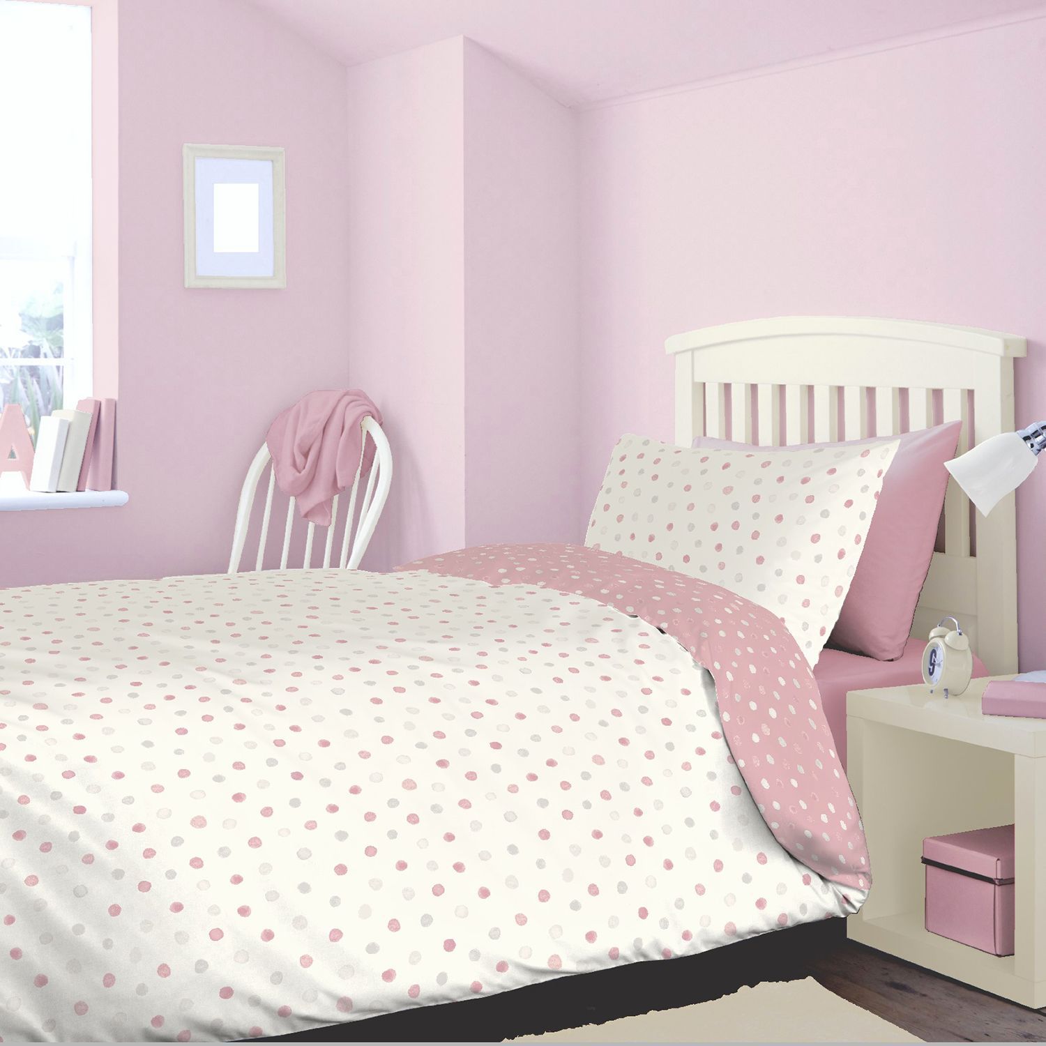 Polka Dot Pink Single Bedding Set Departments Diy At B Q