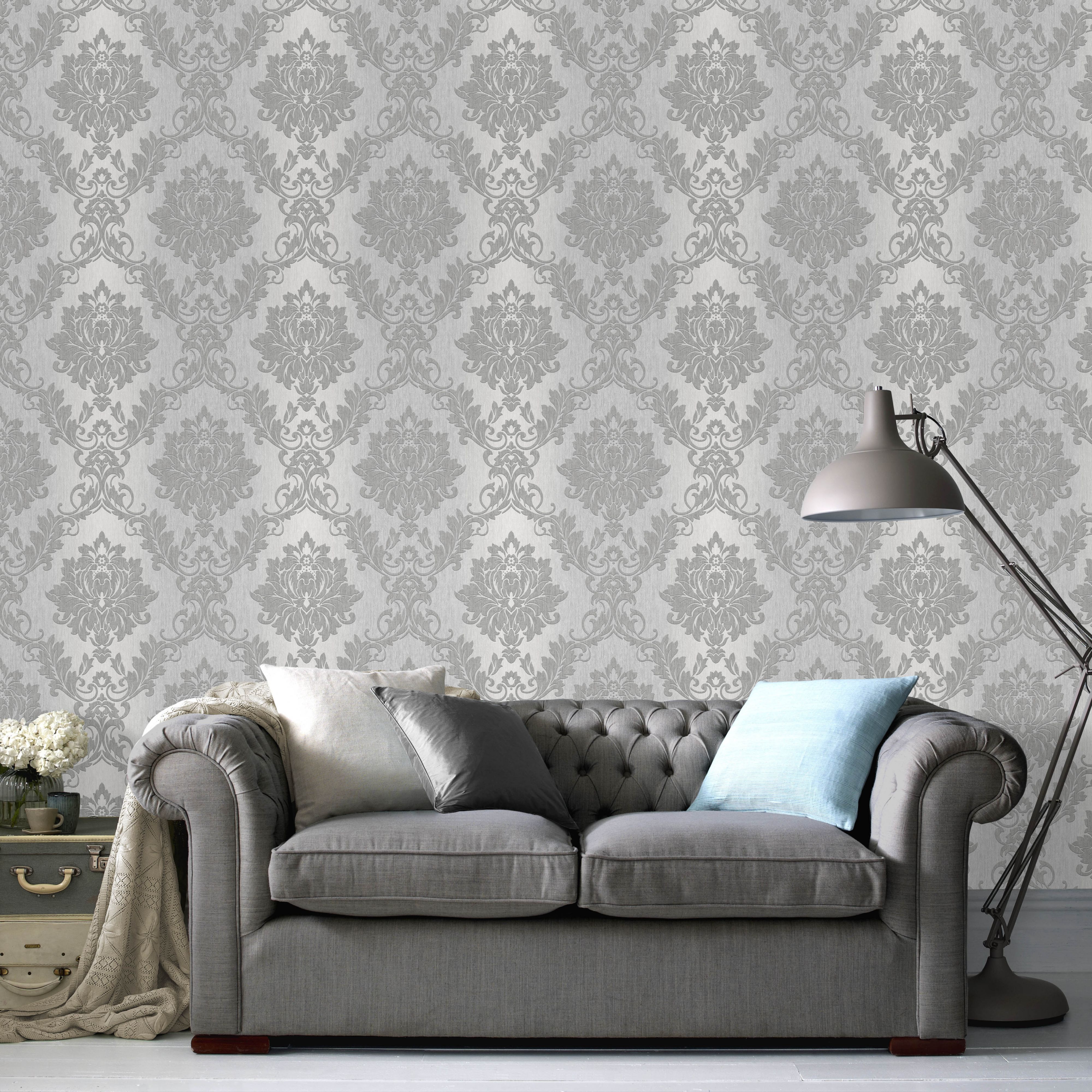 silver effect silk wallpaper departments diy at b&q