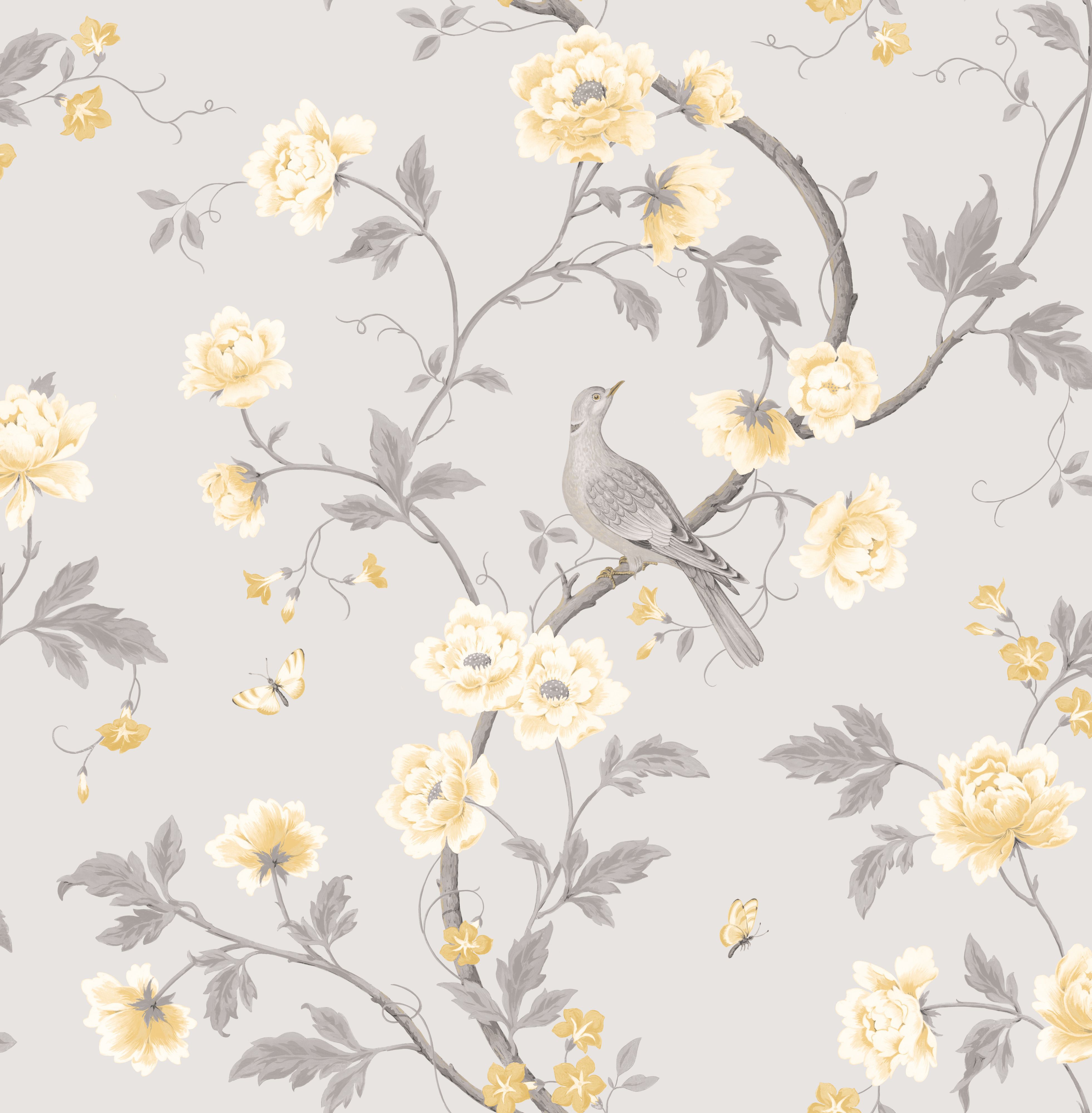 Colours Dorthea Soft Grey Floral Mica Effect Wallpaper | Departments | DIY at B&Q