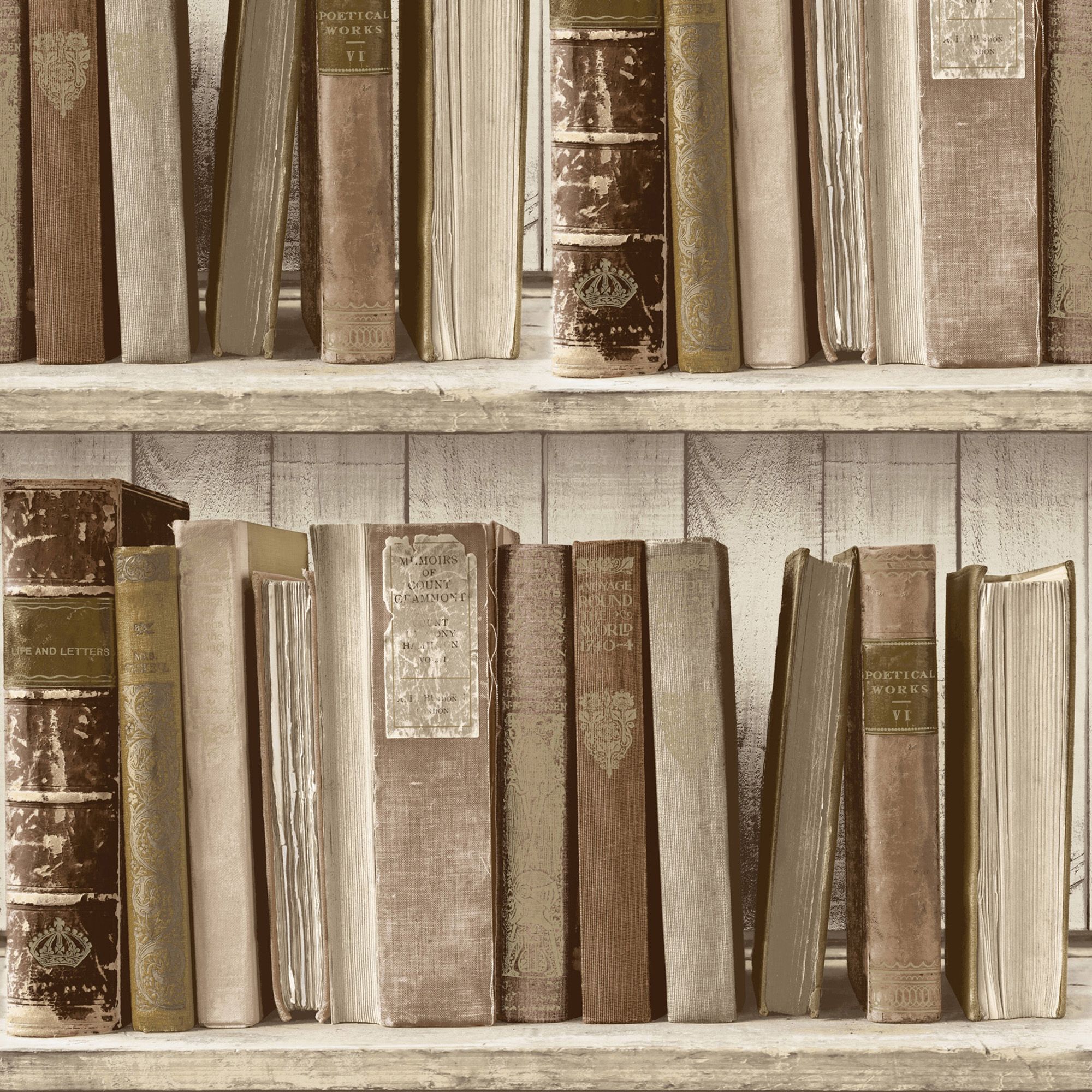 Colours Brown Bookcase Wallpaper | Departments | DIY at B&Q