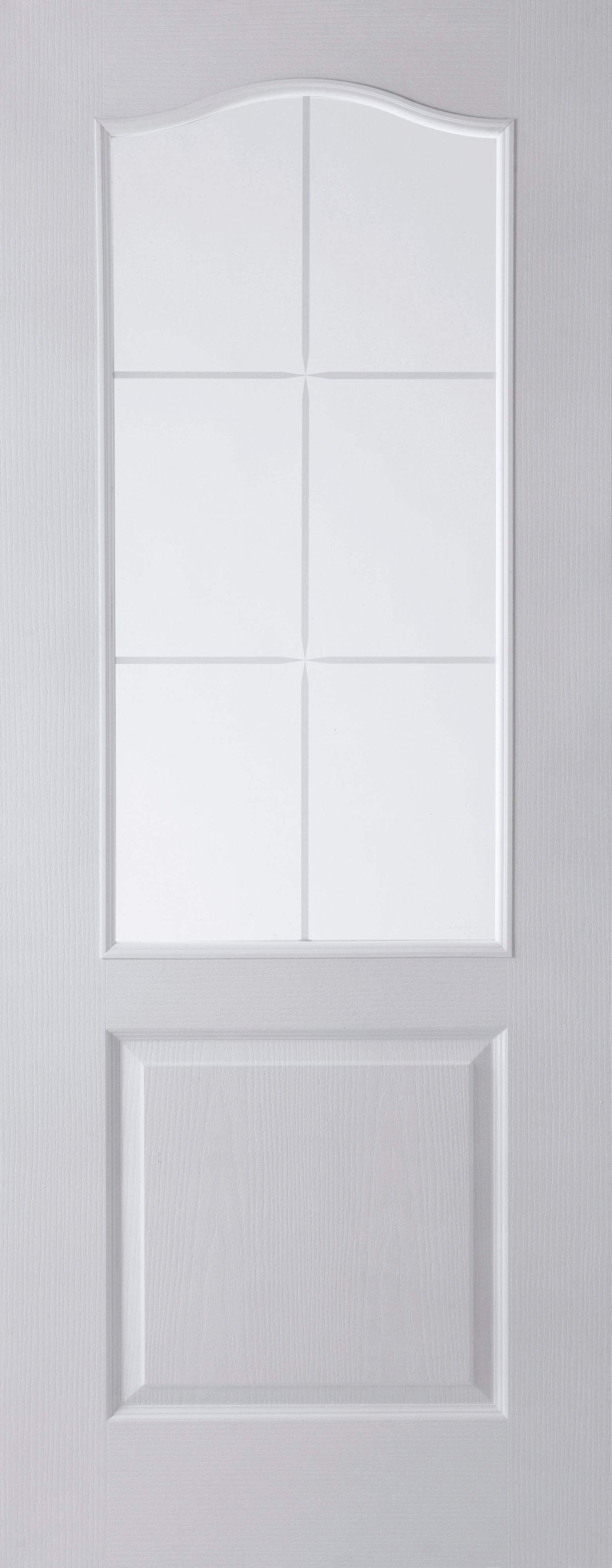 2 Panel 6 Lite Etched Glazed Arched Pre Painted White Internal Door H 1981mm W 762mm Departments Diy At B Q