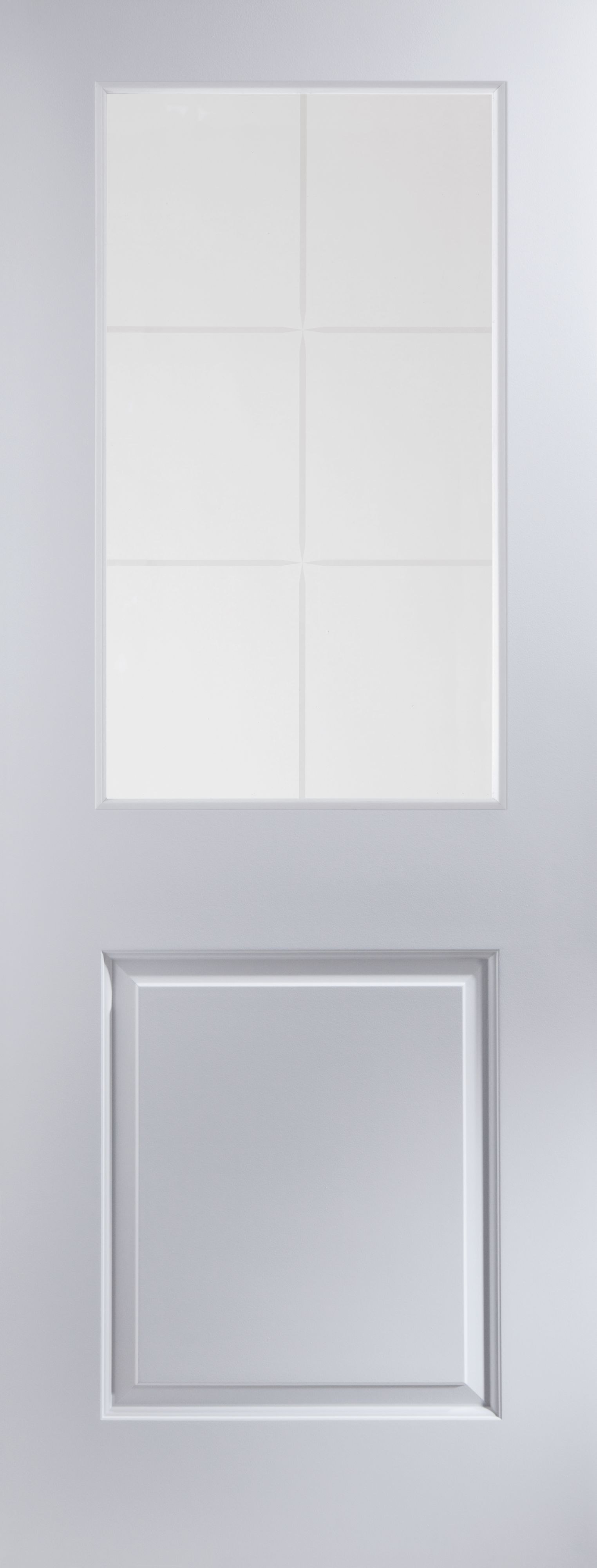 2 panel 6 Lite Etched Glazed Prepainted White Internal Door, (H)1981mm