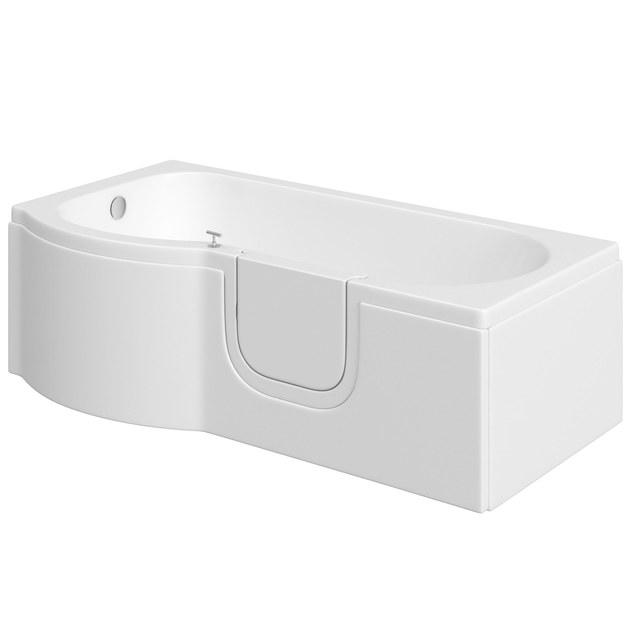 Cooke & Lewis Acrylic Right-handed P-shaped Walk-in Shower Bath (L ...