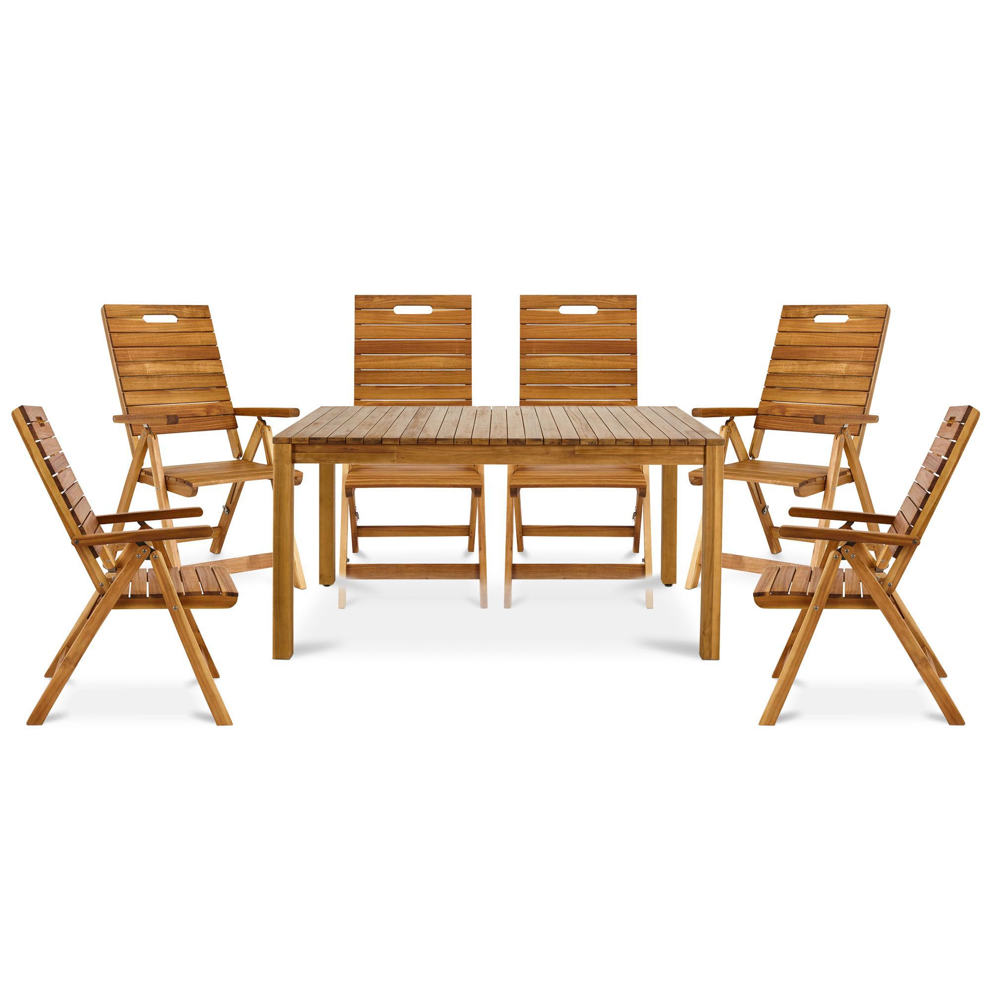 Denia Wooden 6 seater Dining set with Recliner chairs | Departments