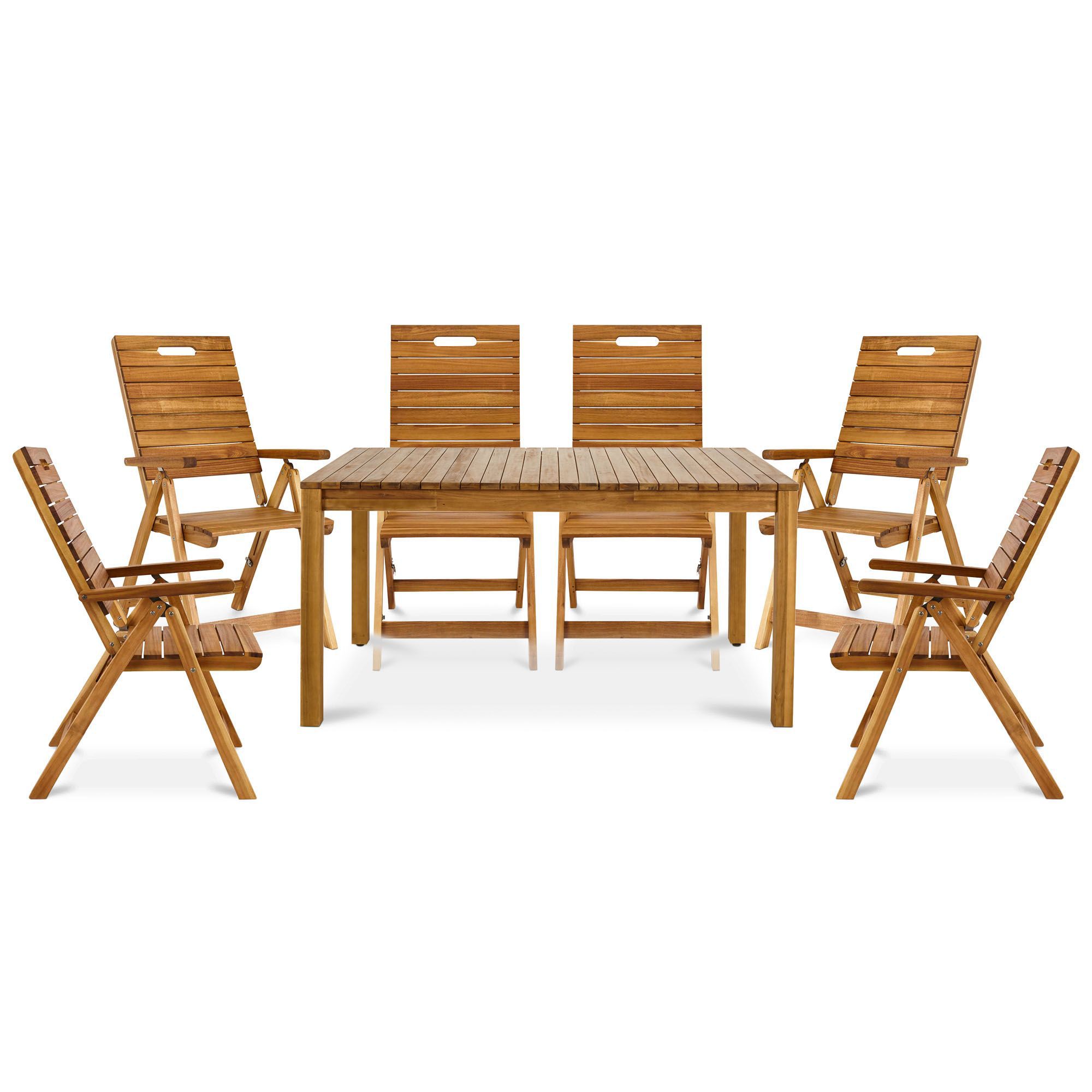 Denia Wooden 6 seater Dining set with Recliner chairs | Departments