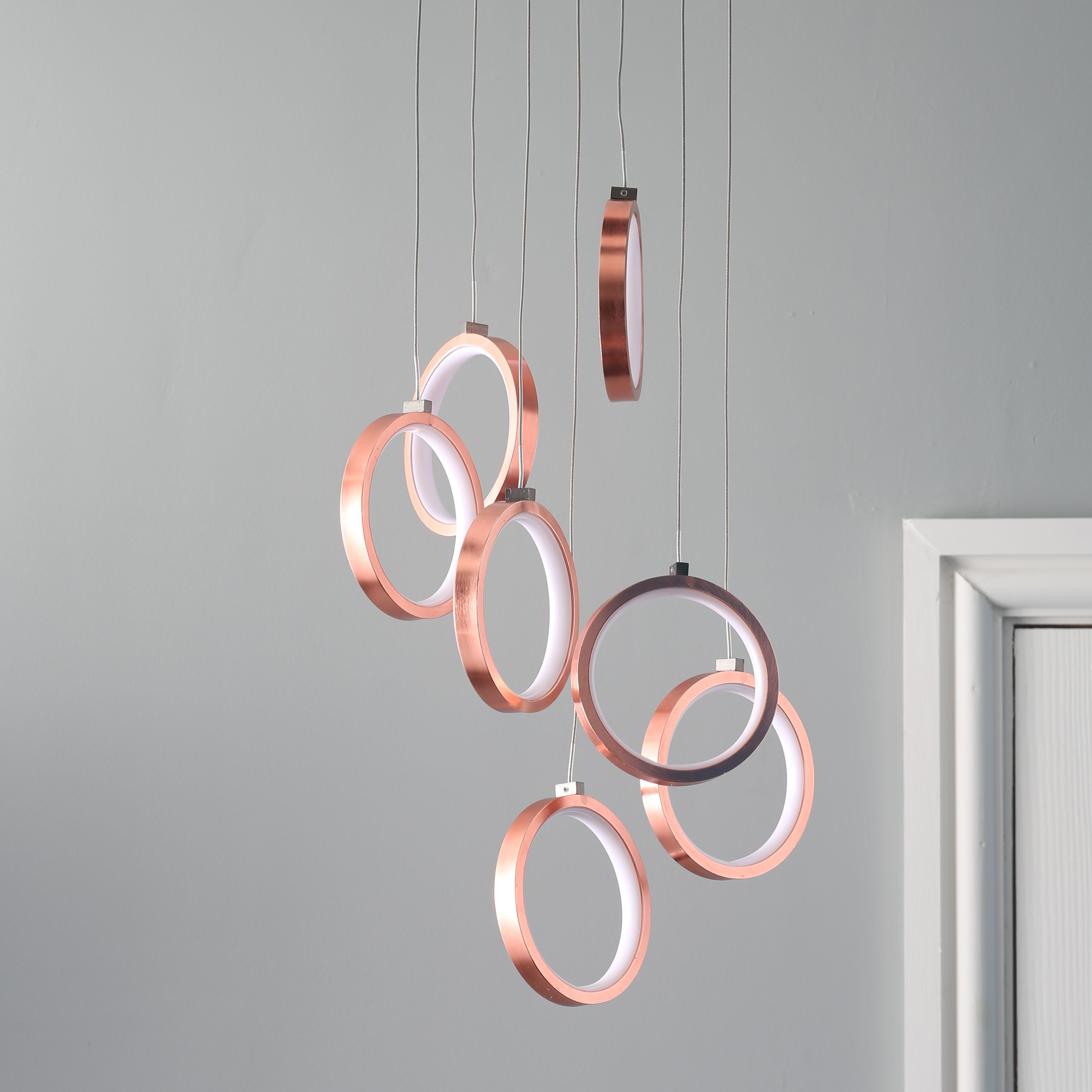 Lyssa Copper Effect 7 Lamp Ring Ceiling Light Departments Diy