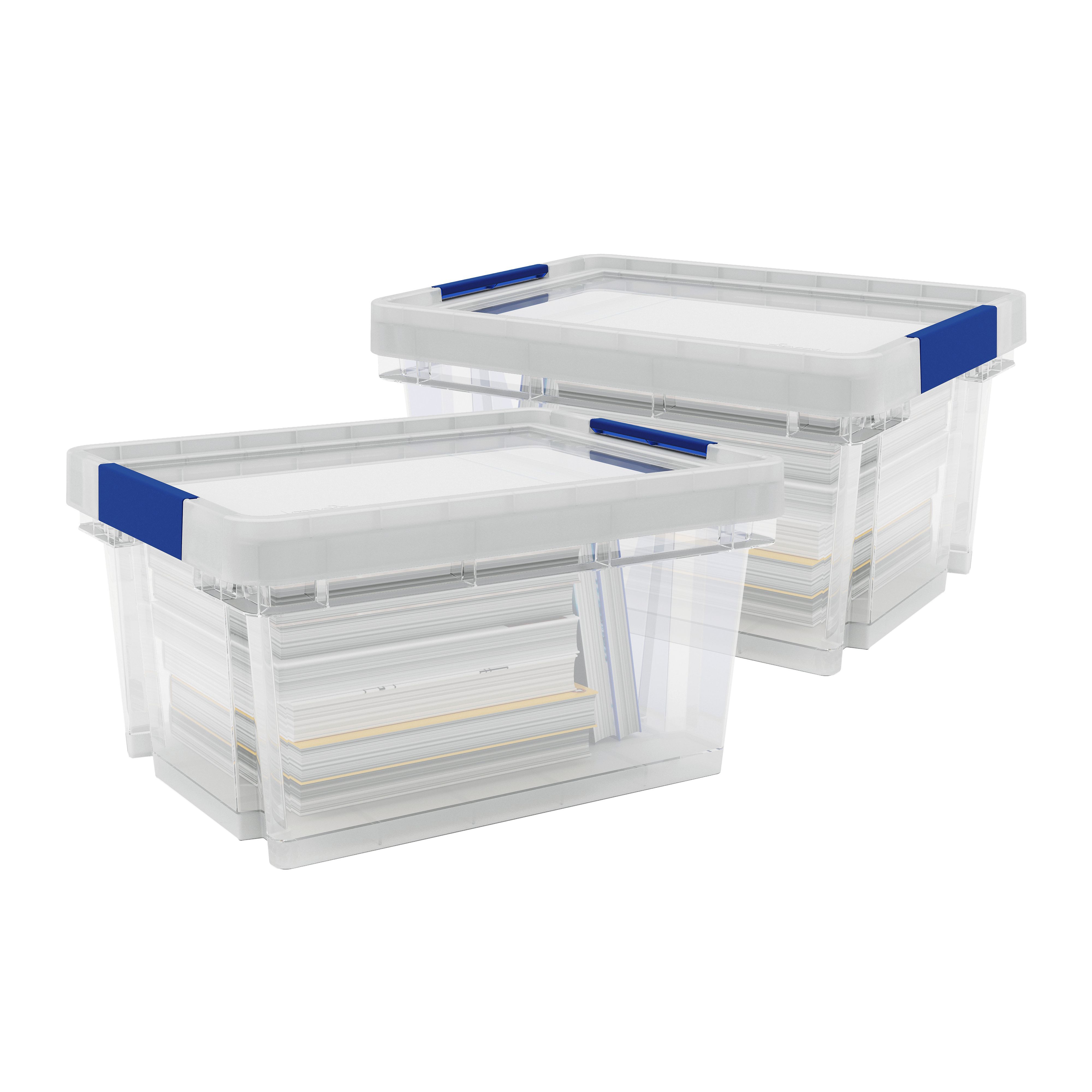 Xago Heavy Duty Clear 68L Plastic Stackable Storage Boxes Lids Pack   3663602191919 06c