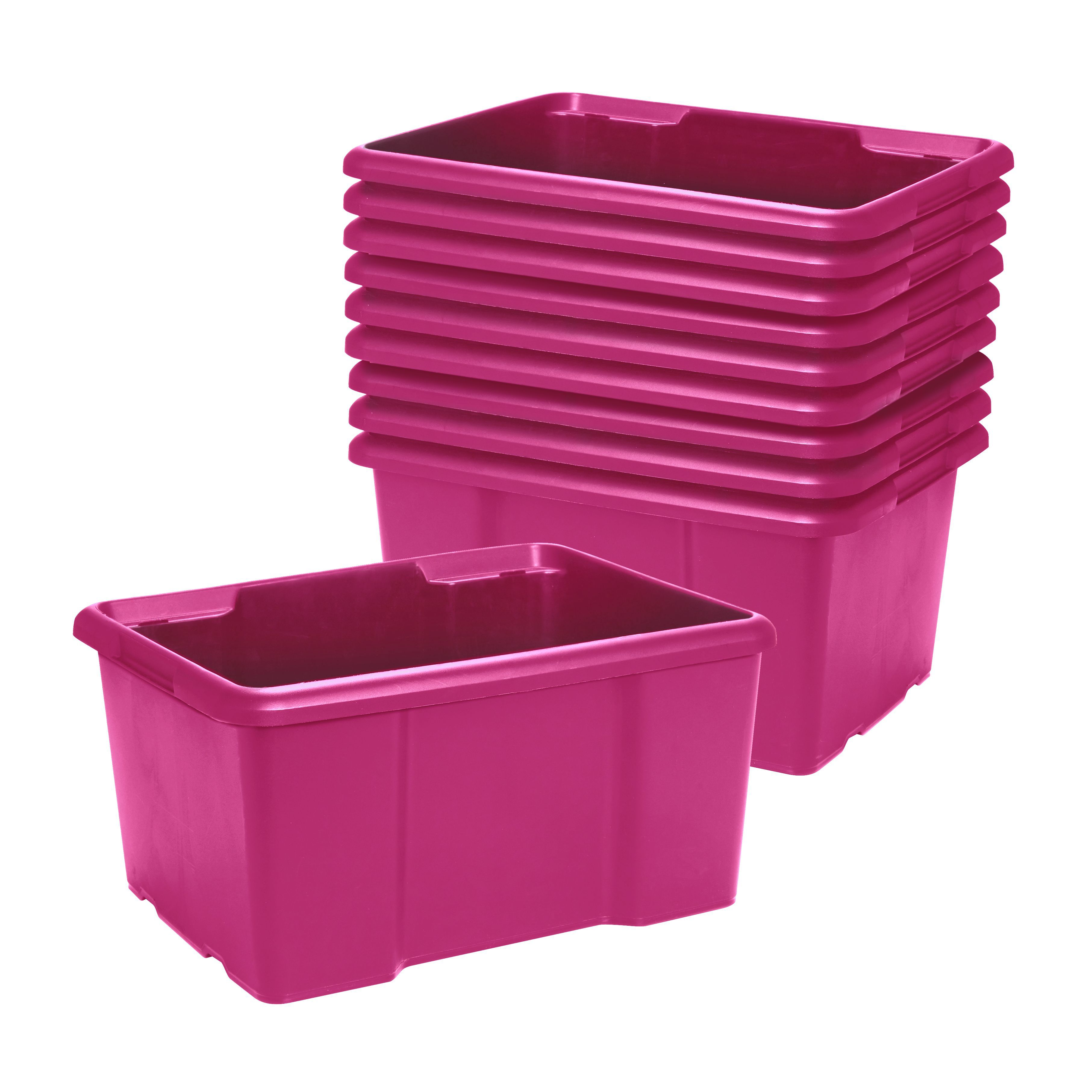 Fitty Pink 26L Plastic Stackable Storage Boxes Pack Of 10   3663602192015 30c