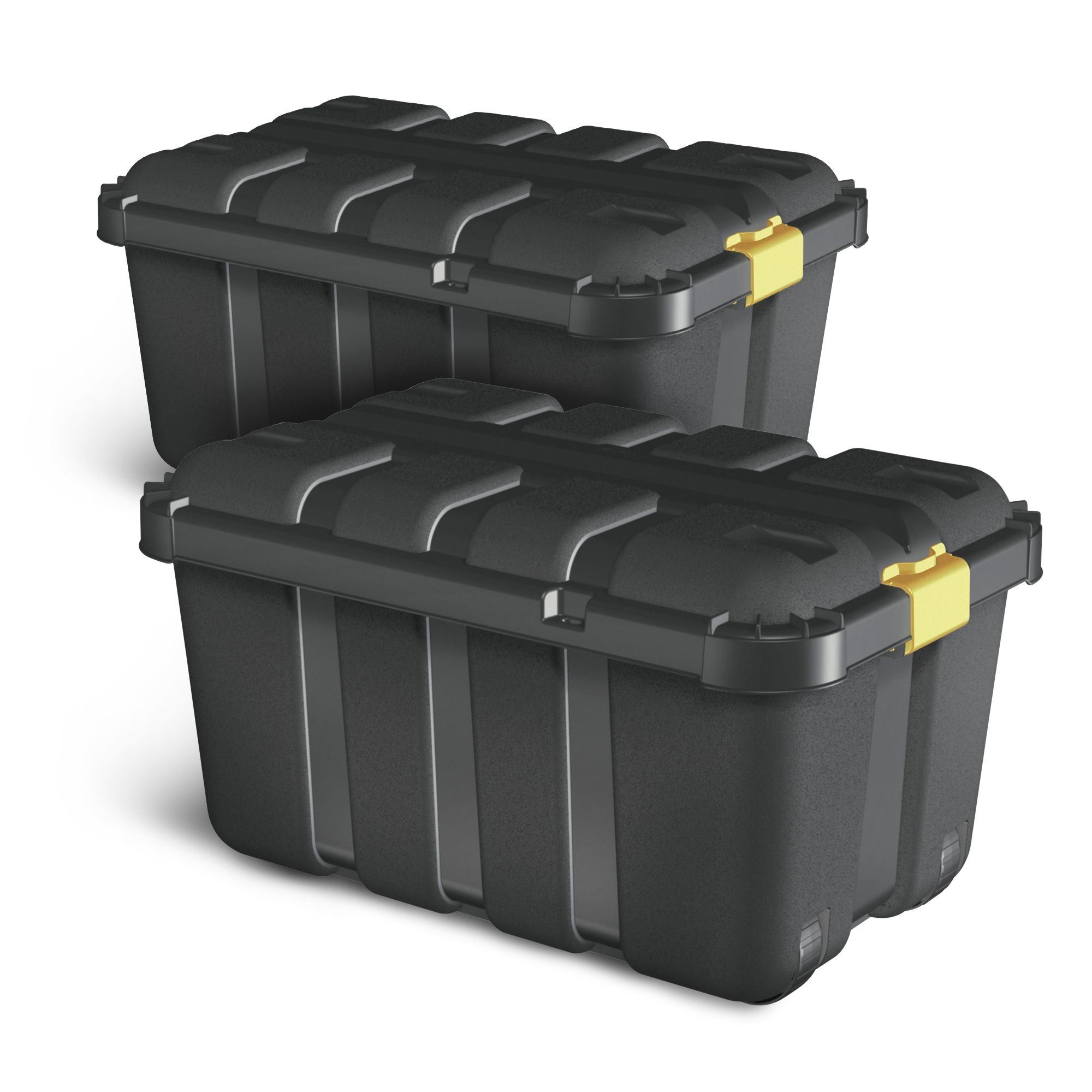 Skyda Black 111L Plastic Storage trunk, Pack of 2 Departments DIY