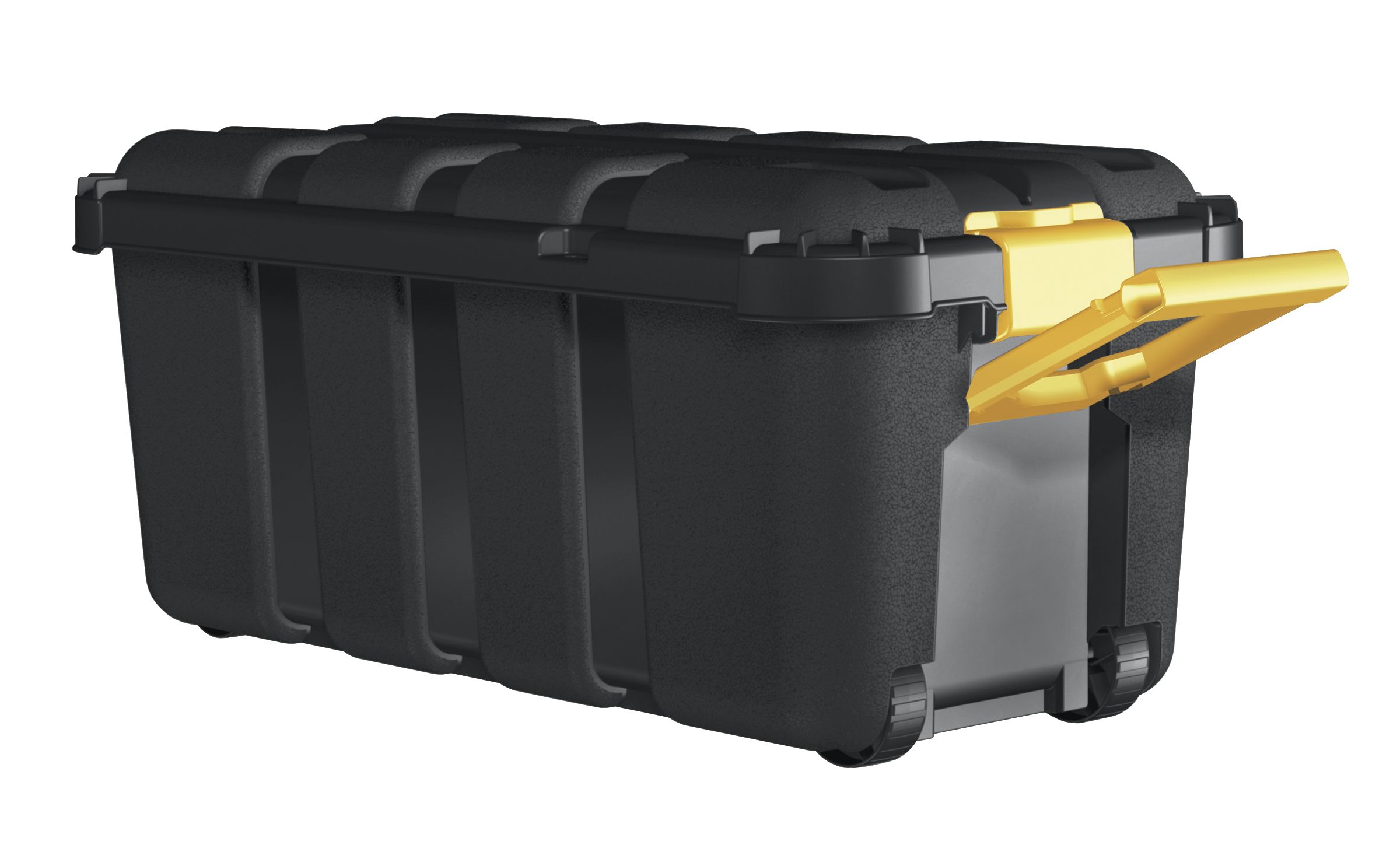 Form Skyda Black 68L Plastic Storage trunk & Lid & castors, Pack of 2
