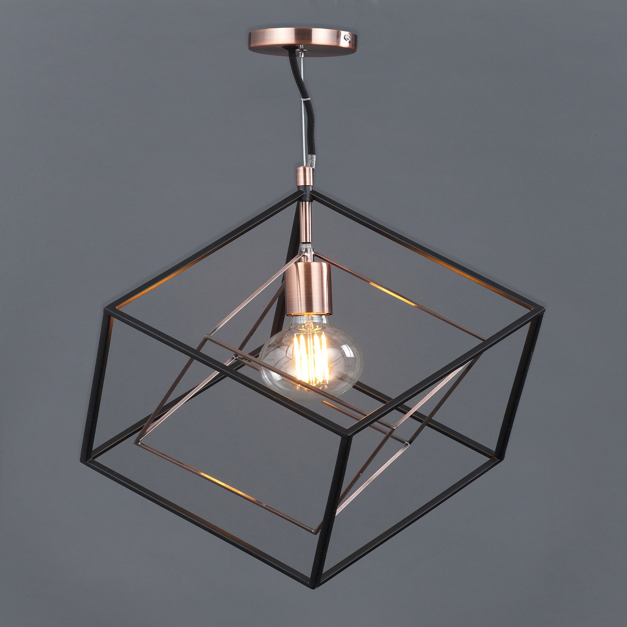 Rooke Black Antique Brass Effect Cube Ceiling Light Departments