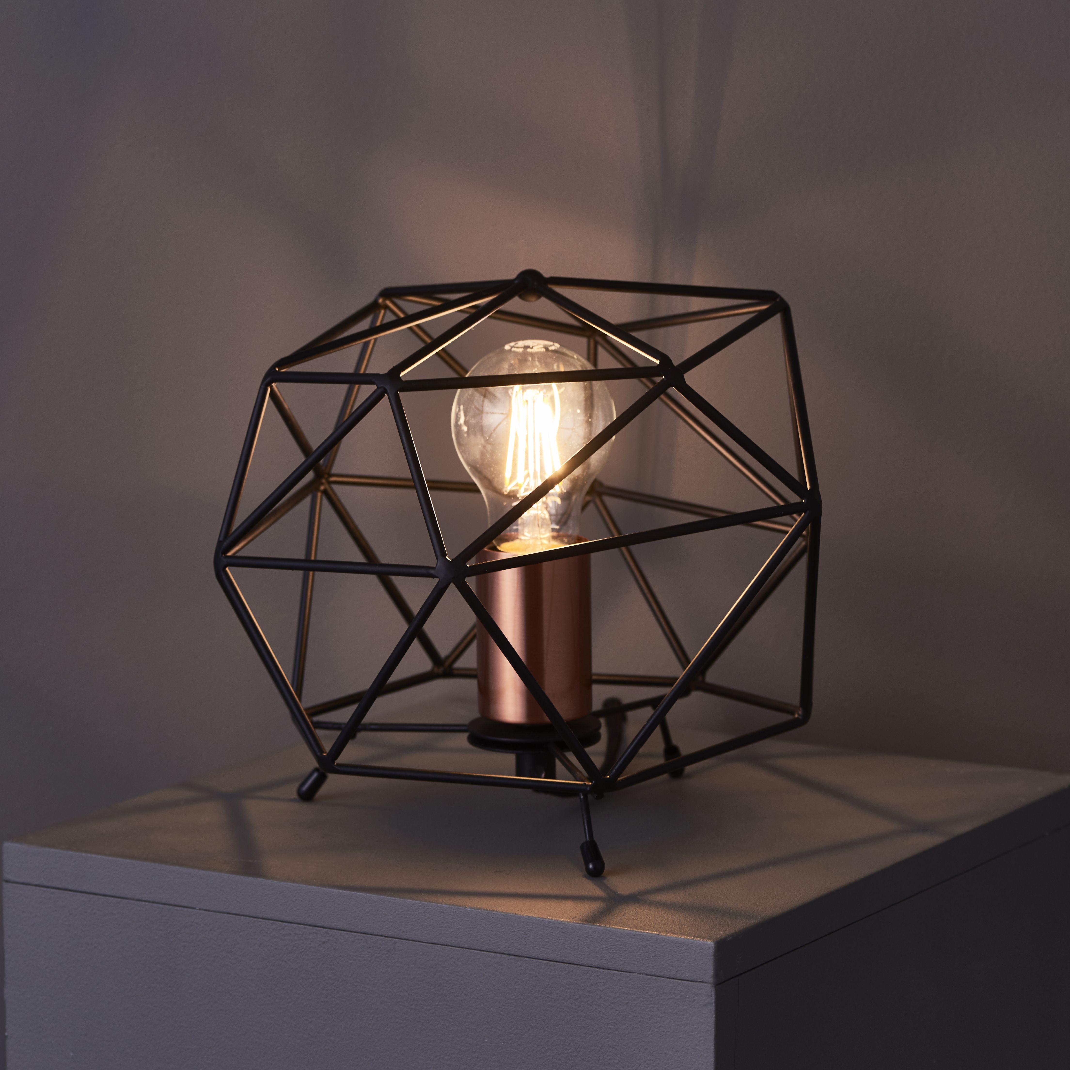 Colours Geo Geometric Matt Black Incandescent Table lamp | Departments ...