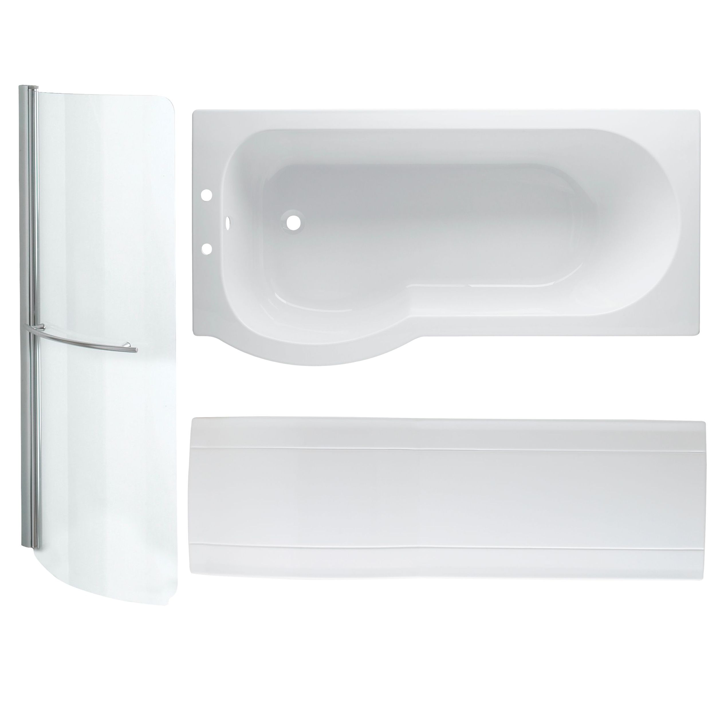 Cooke & Lewis Adelphi P shaped Shower Bath, panel & screen (L)1675mm (W)850mm Departments
