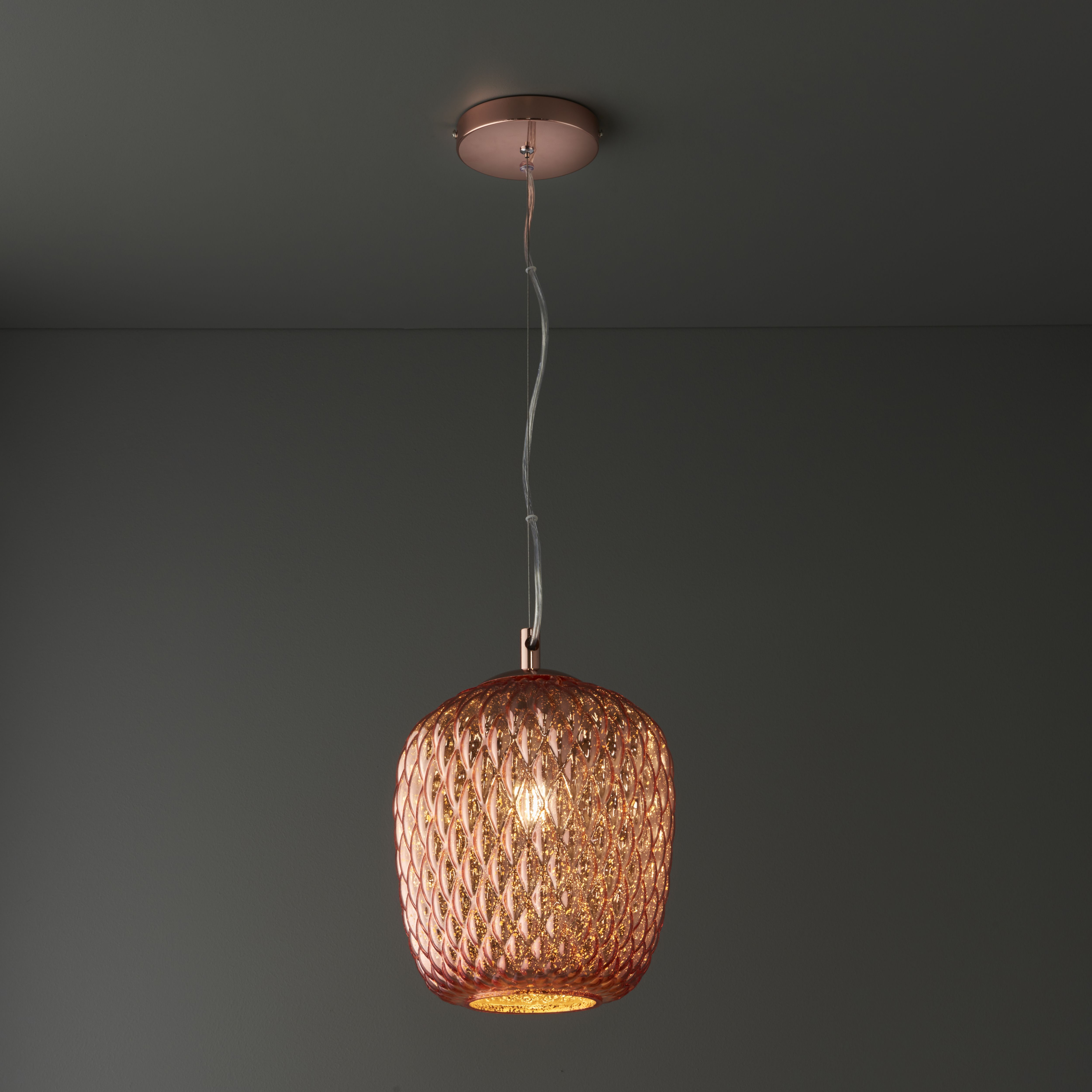 Avid Rose Gold Effect Pendant Ceiling Light Departments Diy At B Q